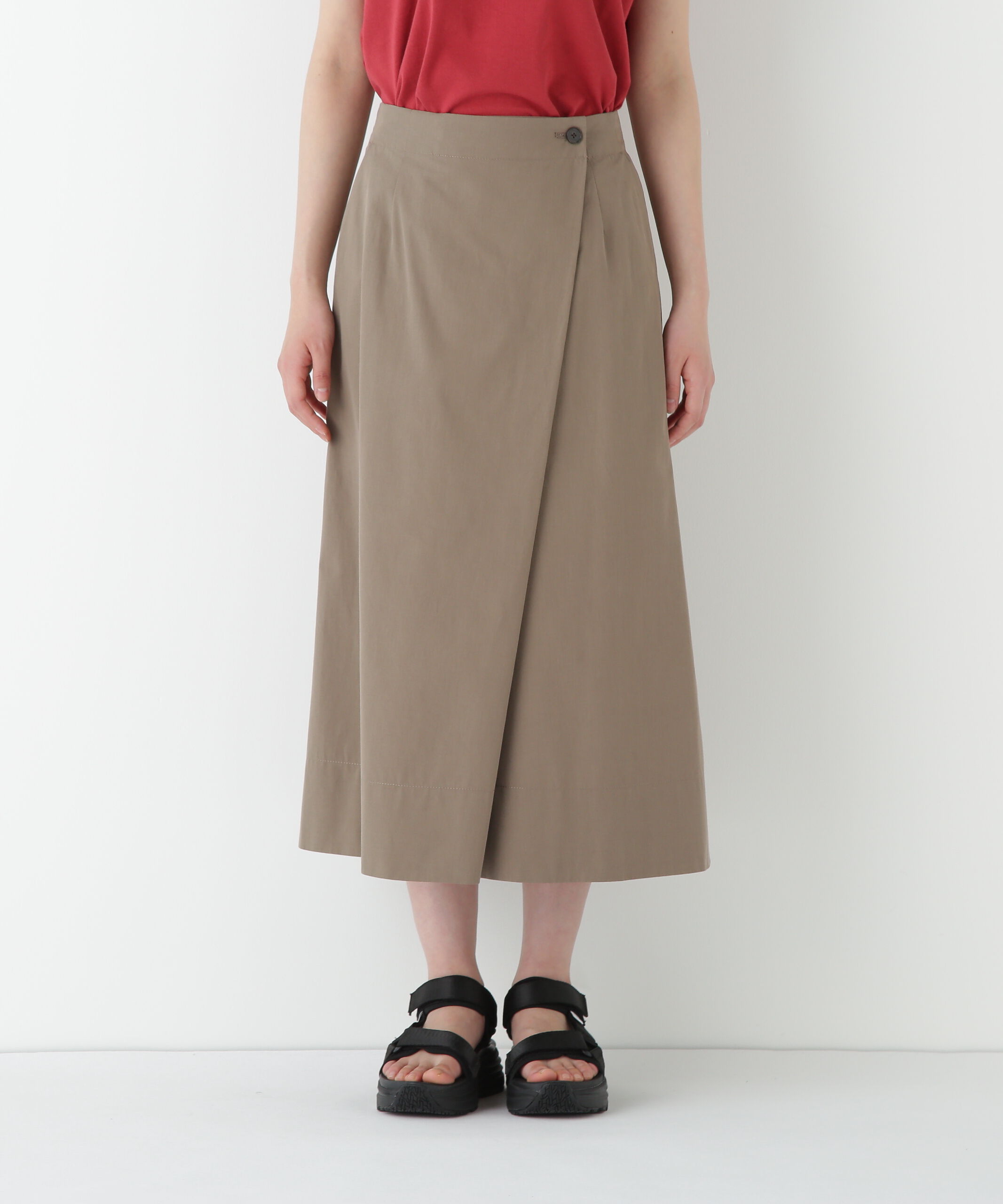  「◆コットンキュプラウェザーラップフレアースカート」|スカート|