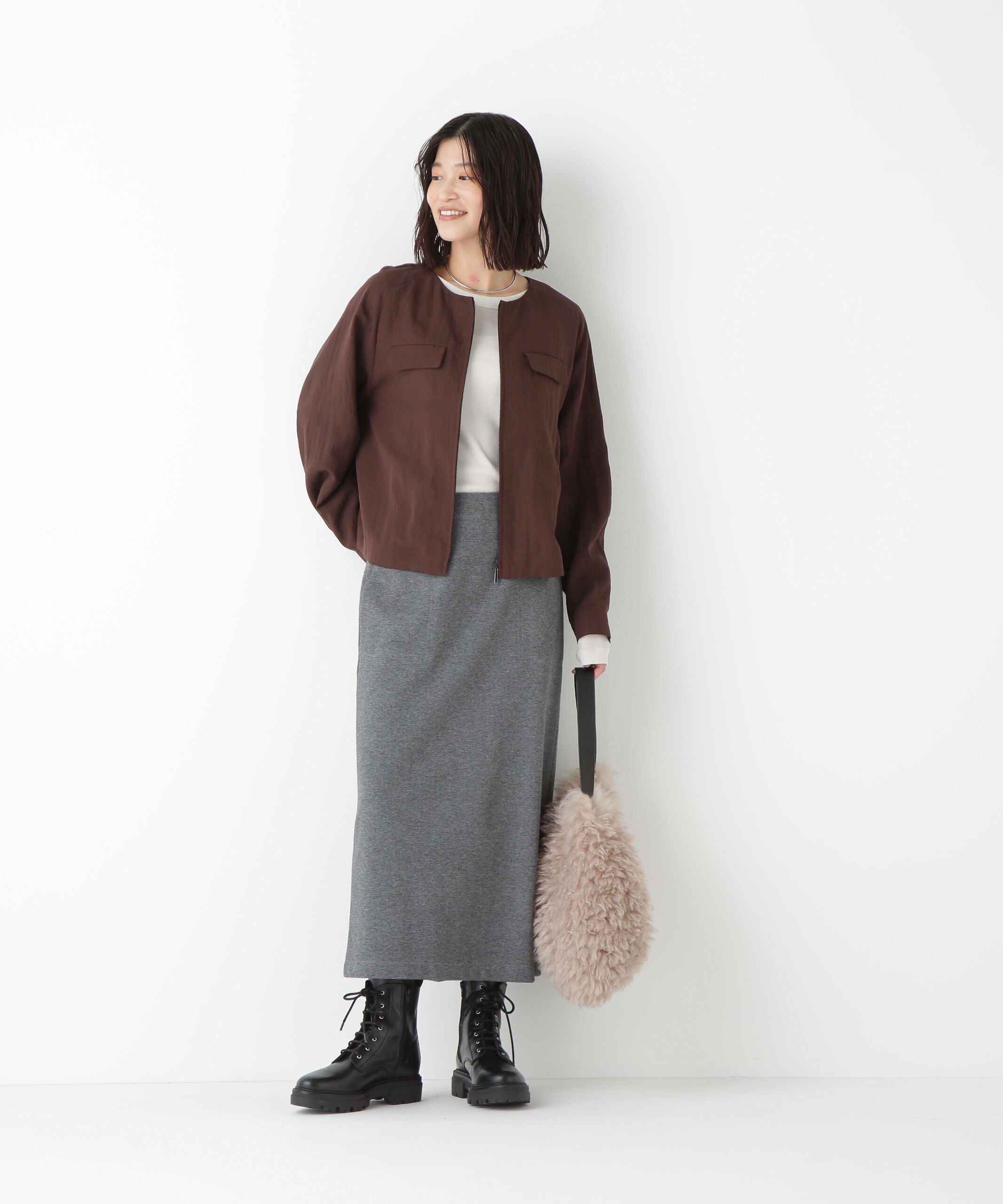  「◆クルーネックショートブルゾン」|ブルゾン・スタジャン|