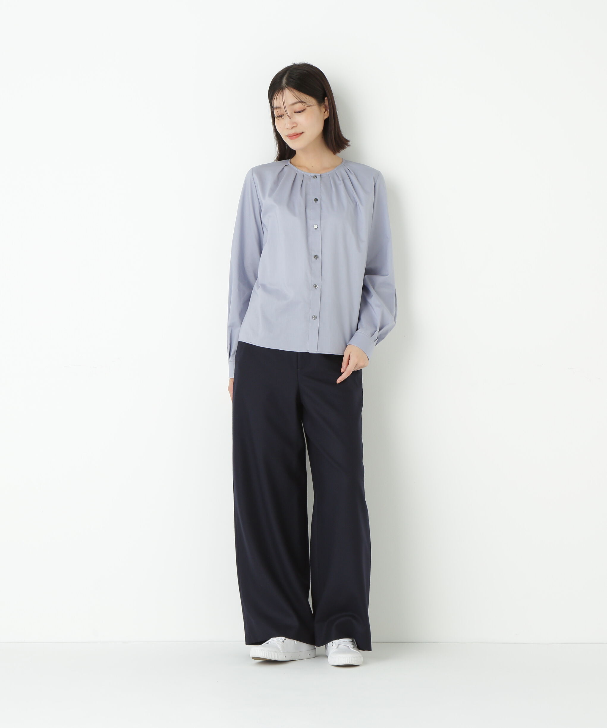  「◆ノーカラータックブラウス」|シャツ・ブラウス|