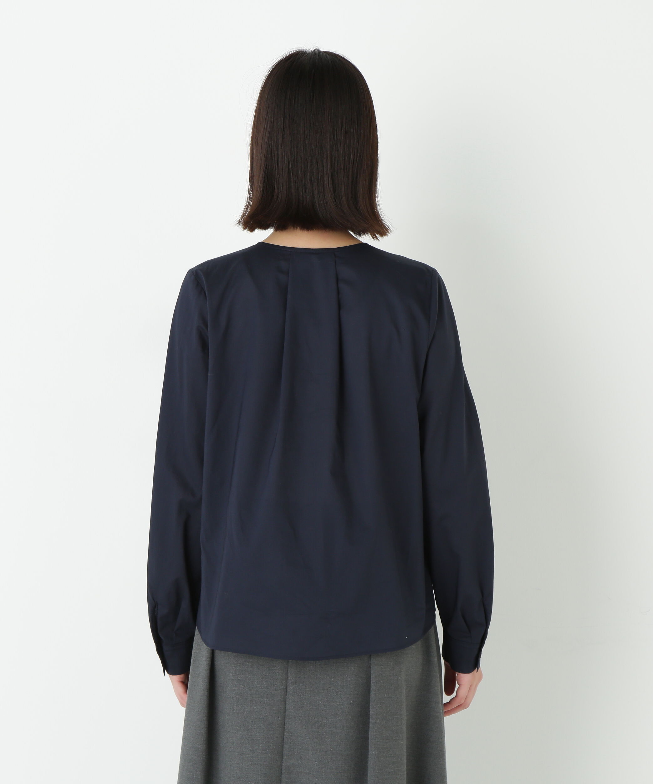  「◆ノーカラータックブラウス」|シャツ・ブラウス|