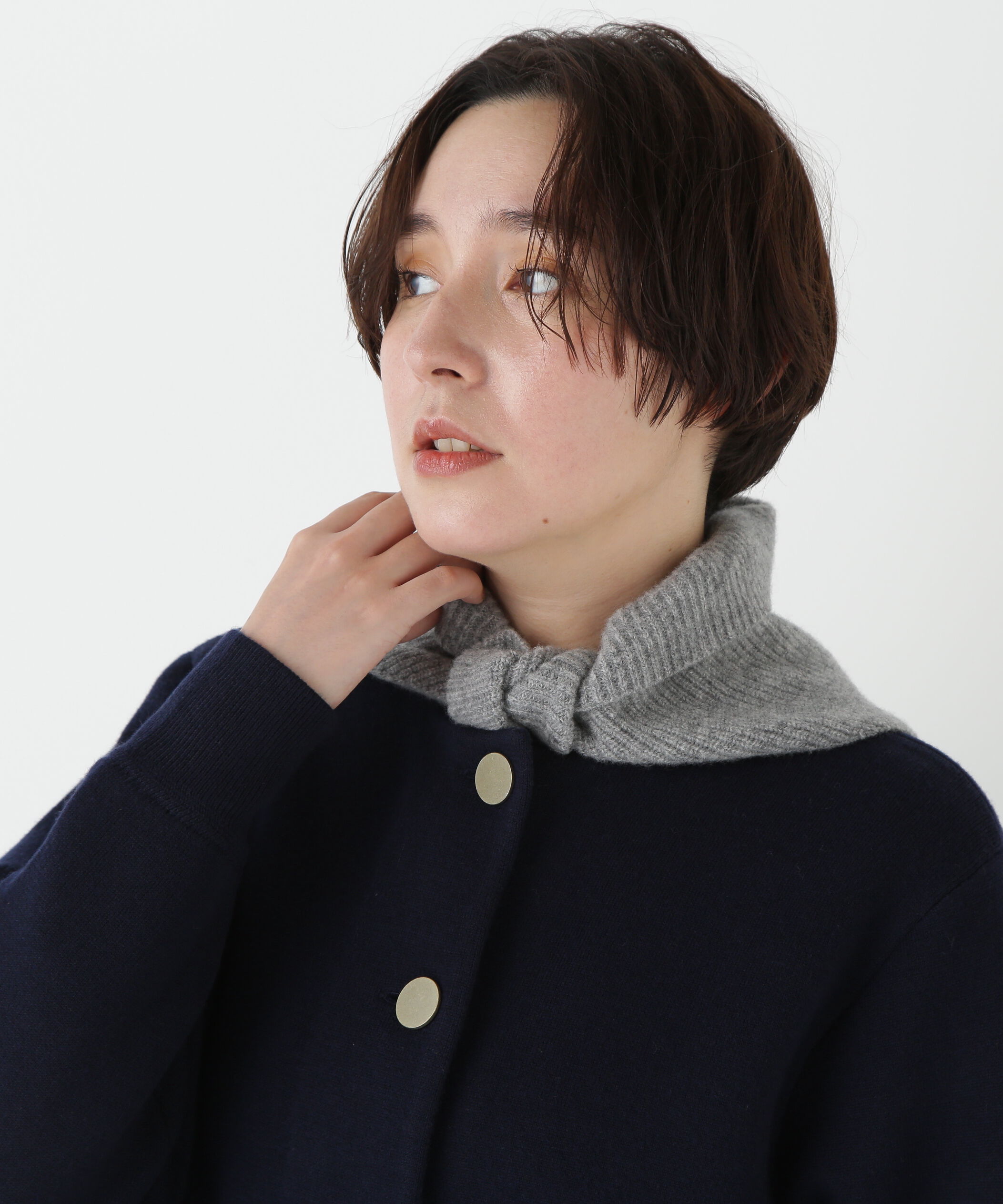  「◆ラムウールトライアングルストール」|バンダナ・スカーフ|グレー