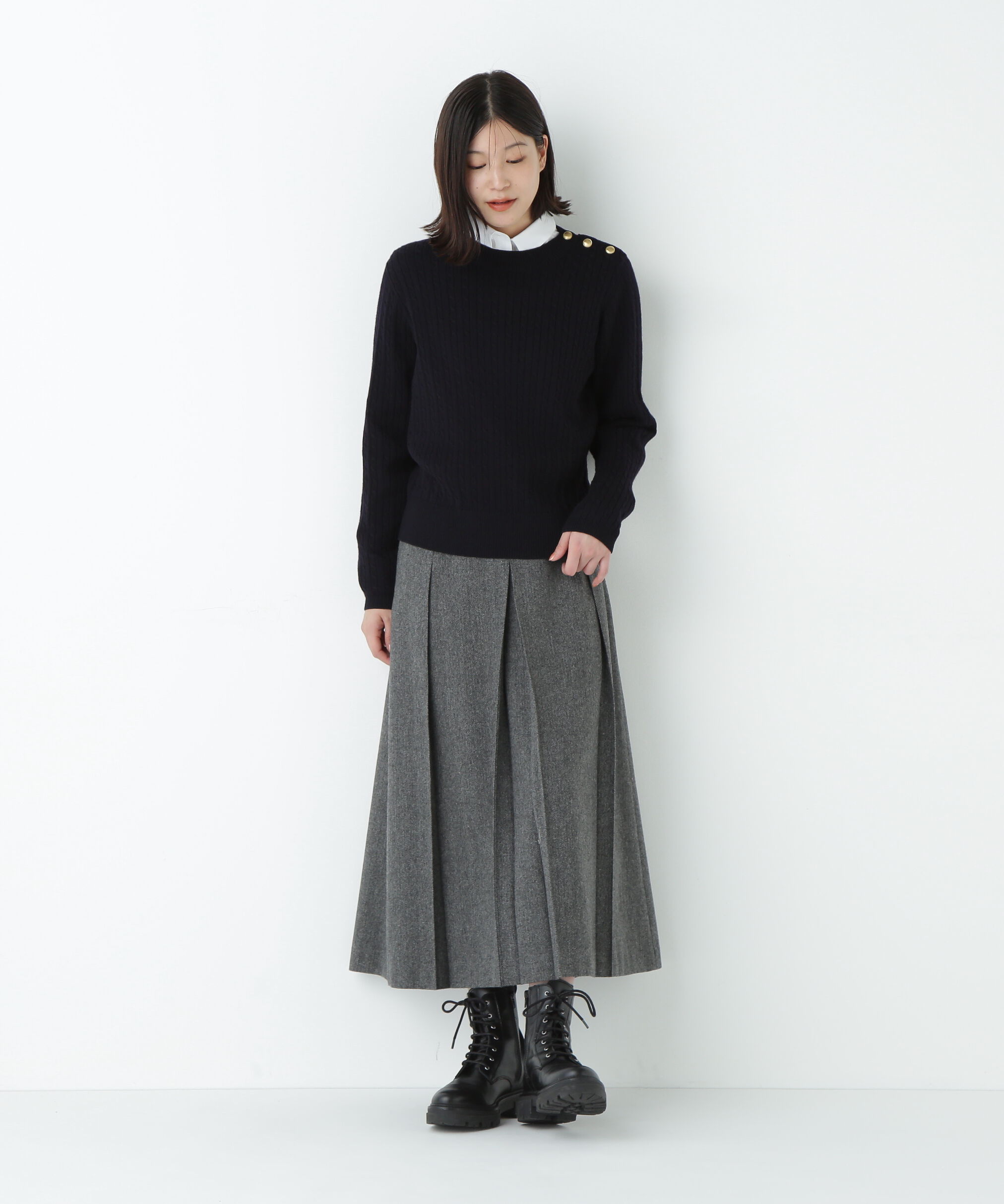  「ヘリンボーンツィードタックスカート」|スカート|