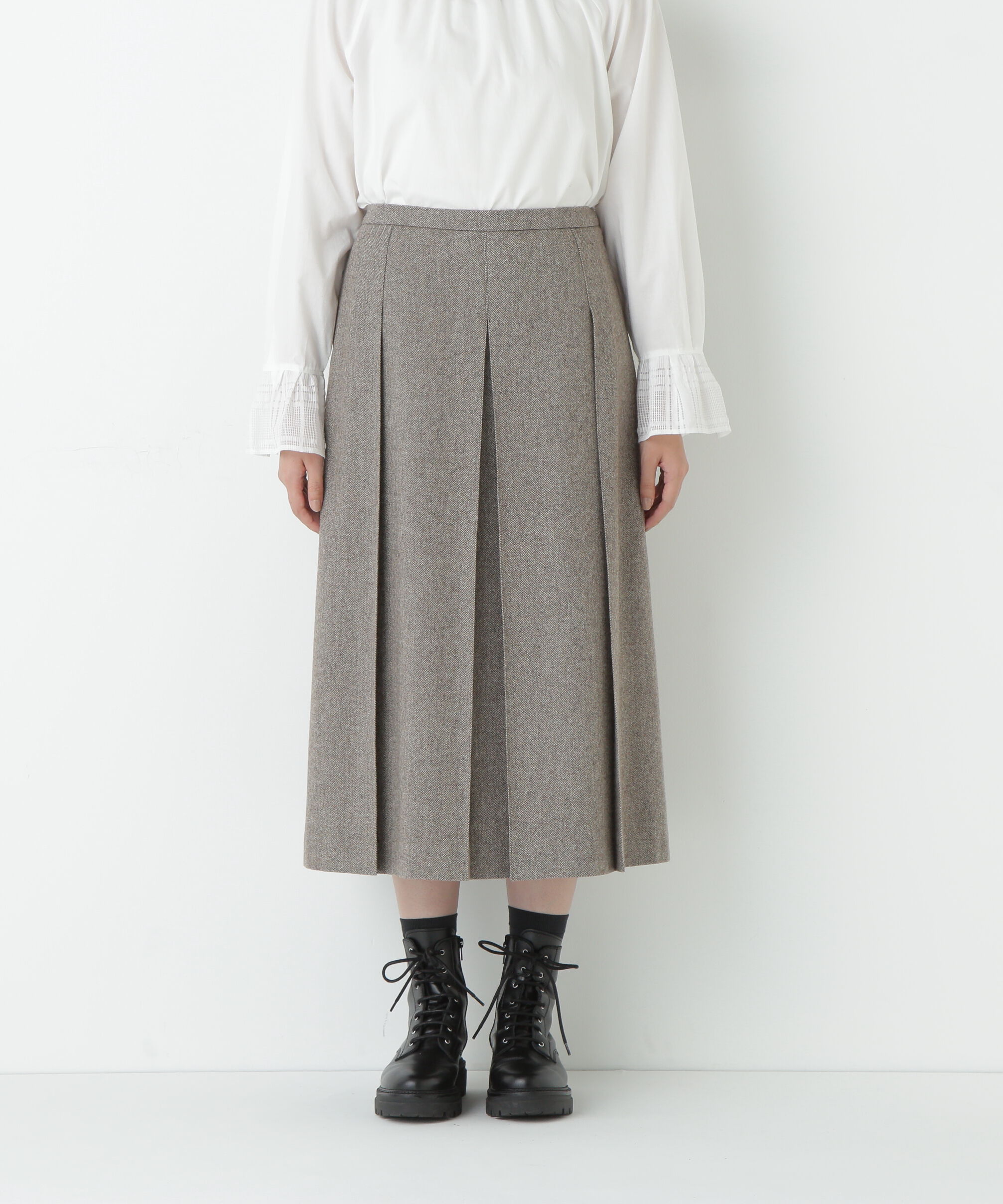  「ヘリンボーンツィードタックスカート」|スカート|