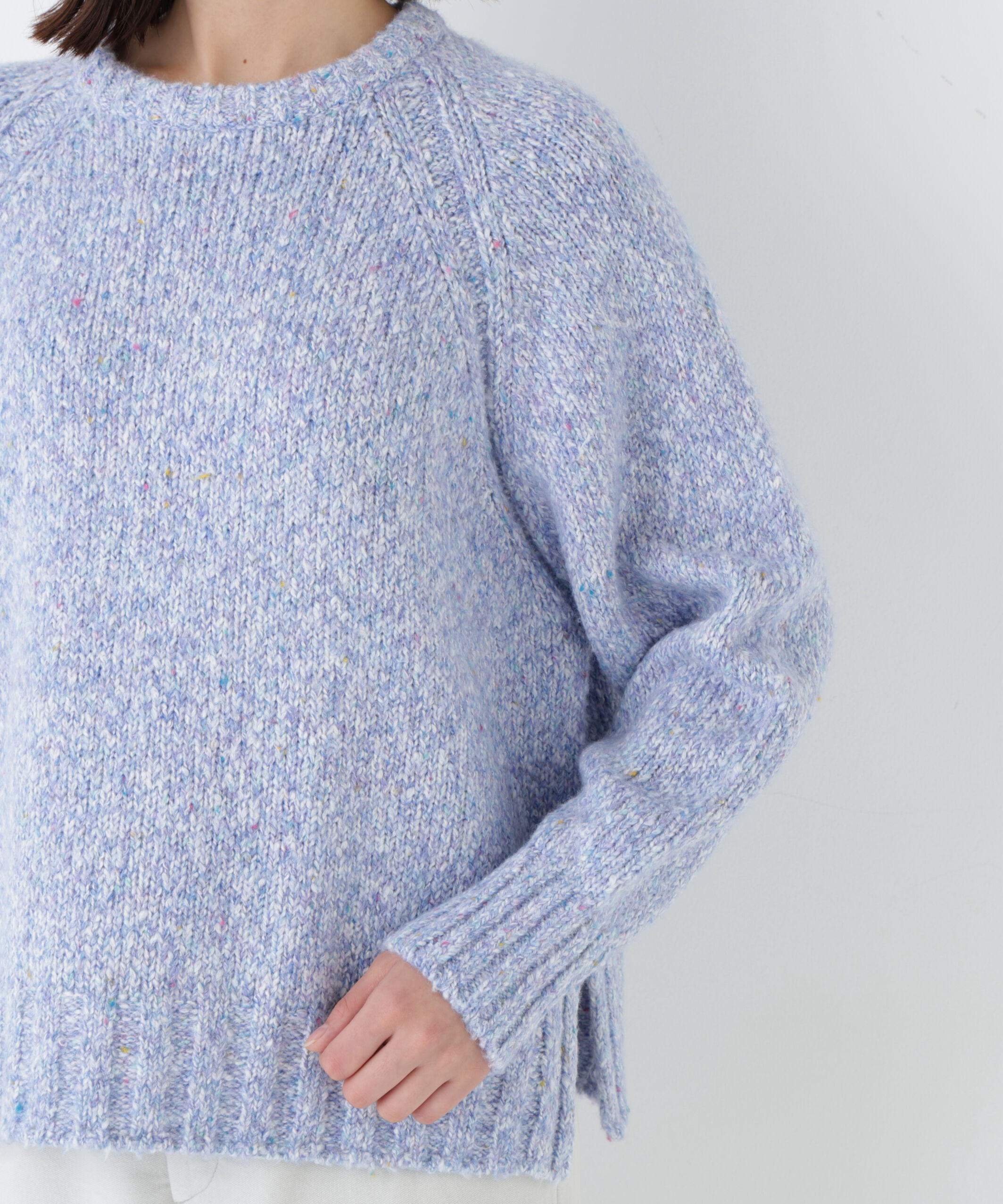  「◆ＭＩＸヤーンクルーネックラグランプルオーバー」|ニット・セーター|