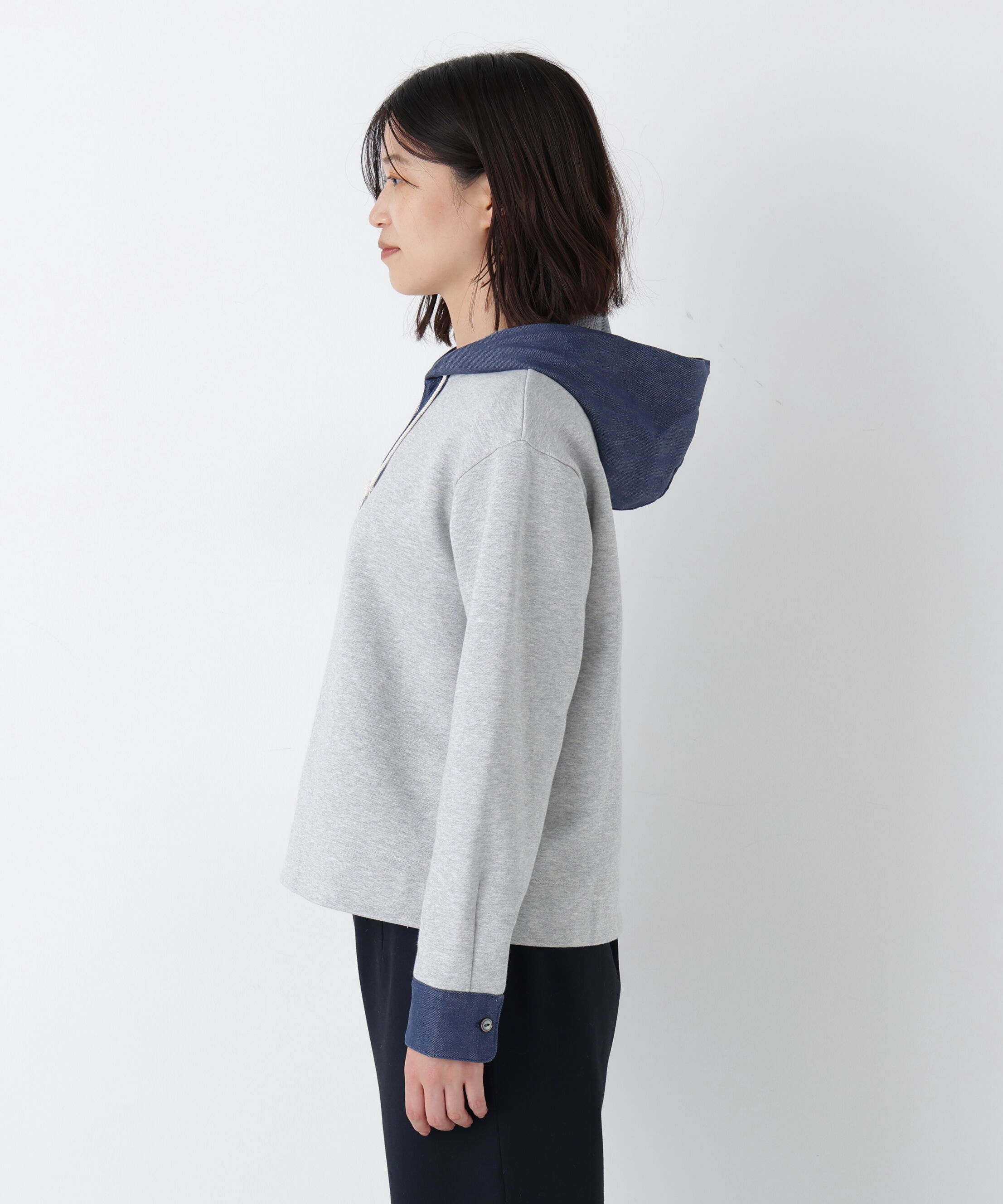  「◆デニムドッキングフーディープルオーバー」|Tシャツ・カットソー|