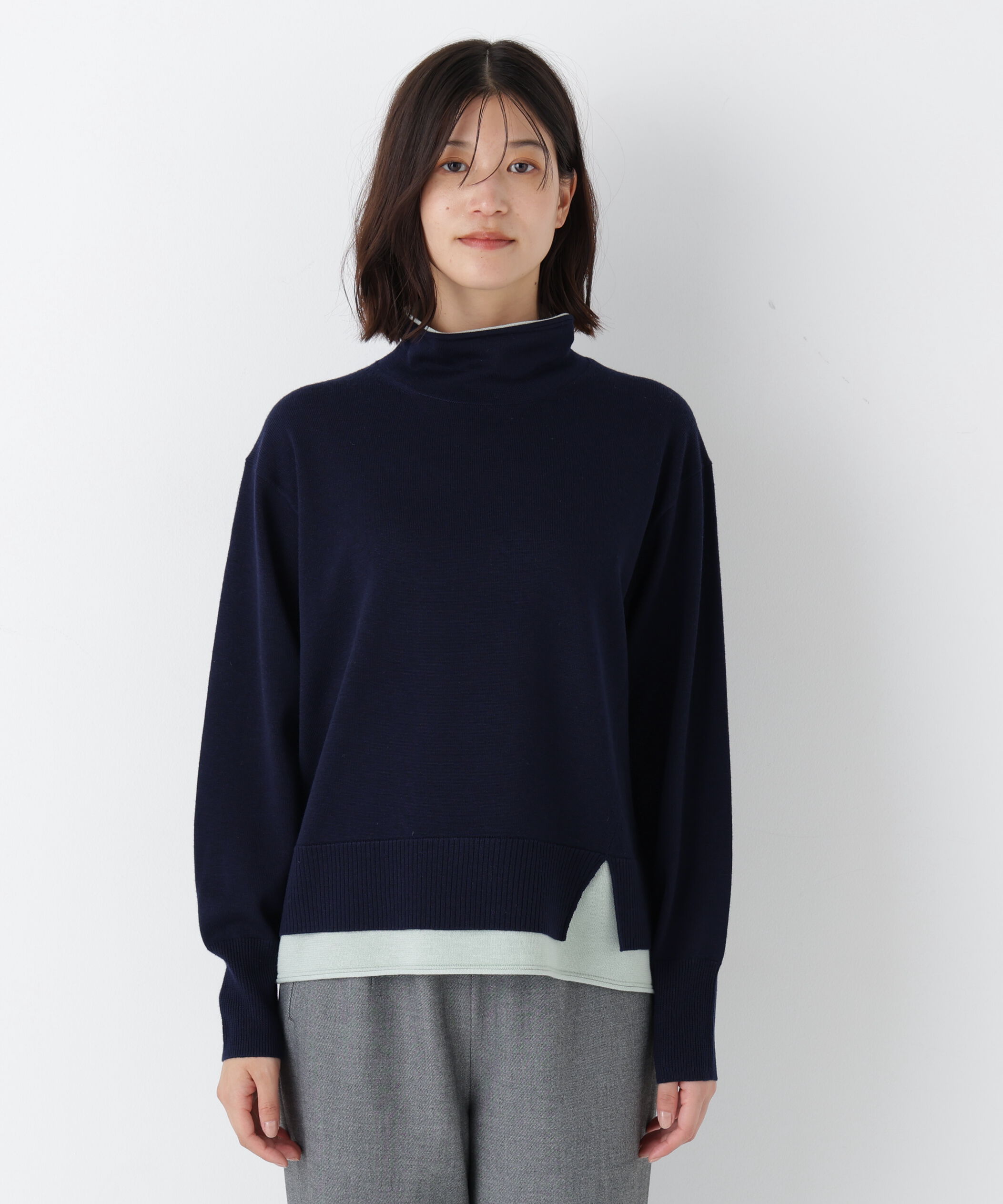  「◆《ウォッシャブル》ウールＭＩＸハイゲージバイカラータートルＰ／Ｏ」|ニット・セーター|