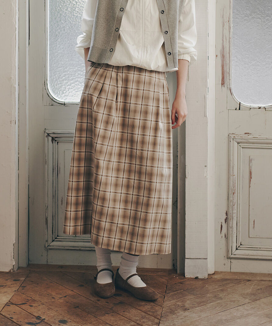  「◆《ウォッシャブル》オリジナル先染めチェックタックスカート」|スカート|