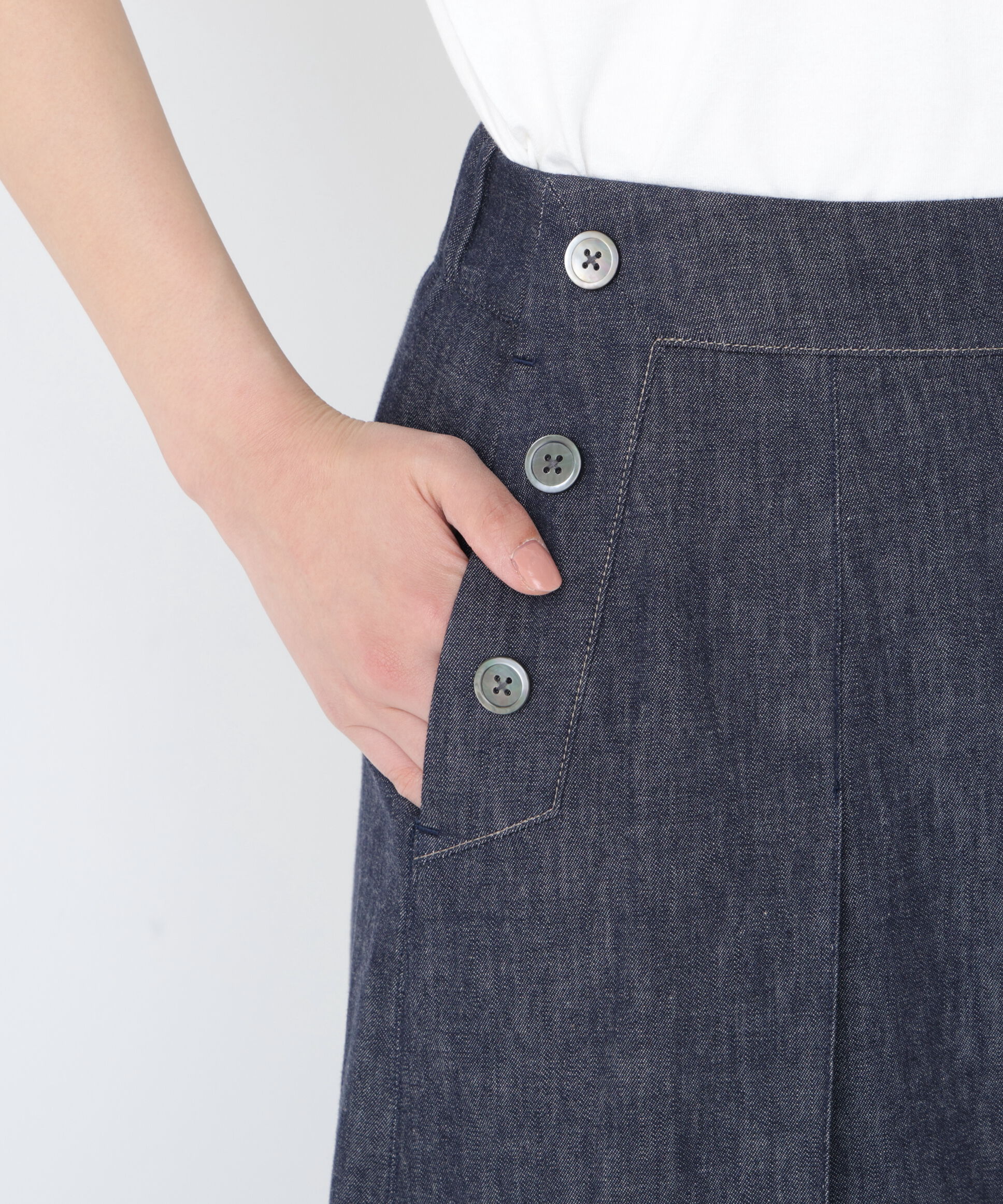  「◆《マルチサイズ/ウォッシャブル》ライトオンスデニムタックスカーチョ」|スカート|