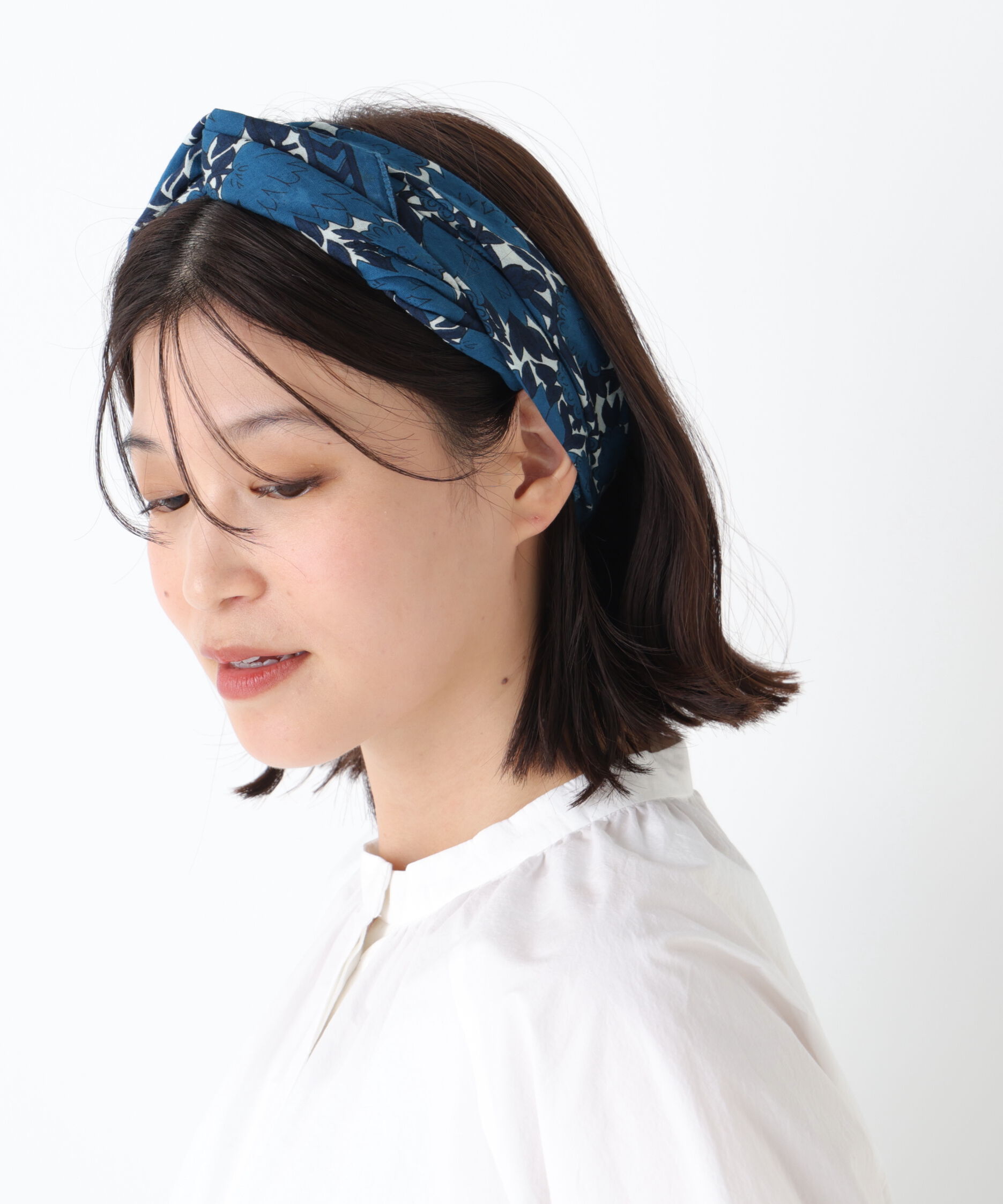  「◆ＭＯＩＳＭＯＮＴ　フラワープリントスカーフ」|バンダナ・スカーフ|ブルー