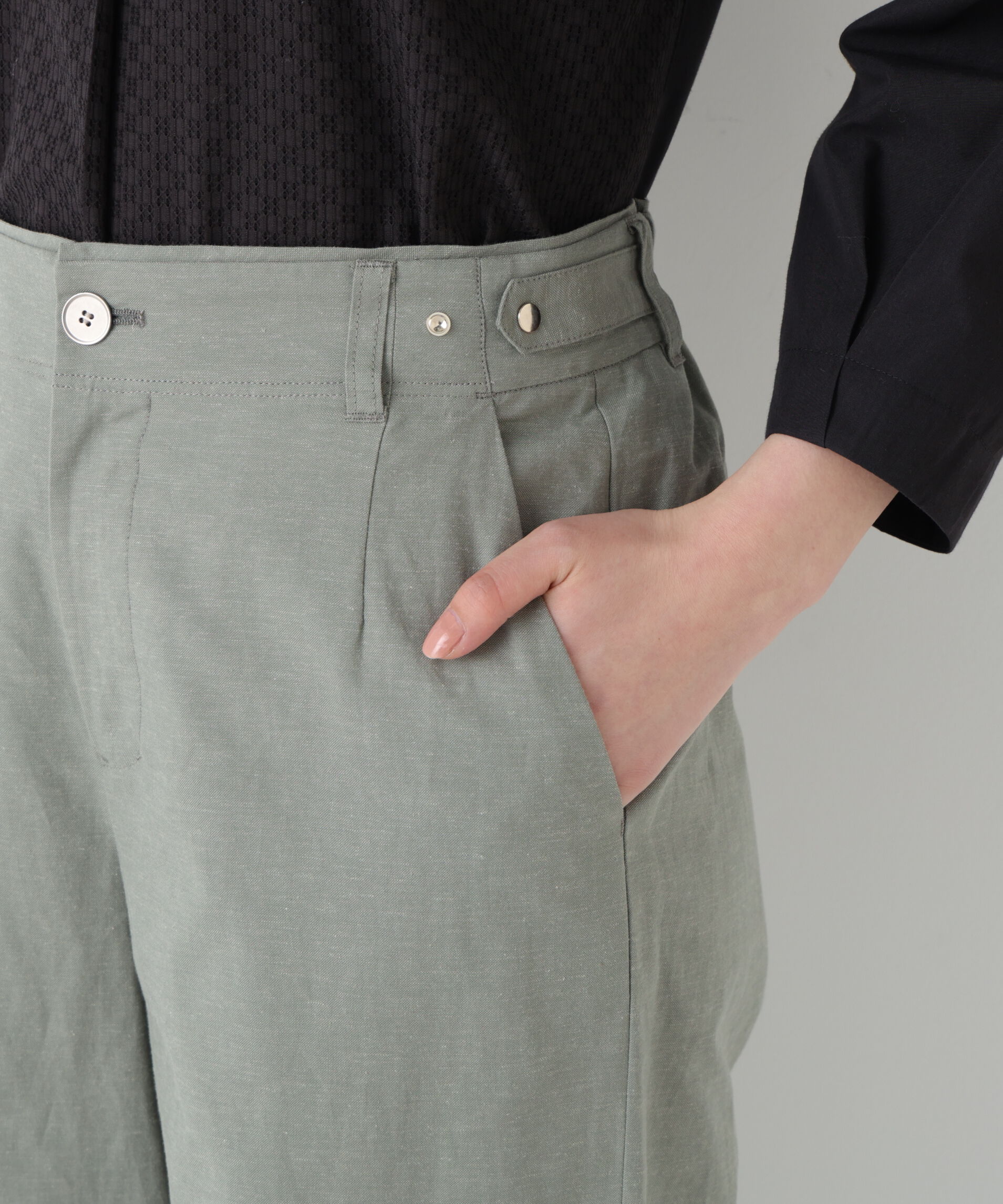  「◆綿麻シャンブレーセミワイドパンツ」|その他|