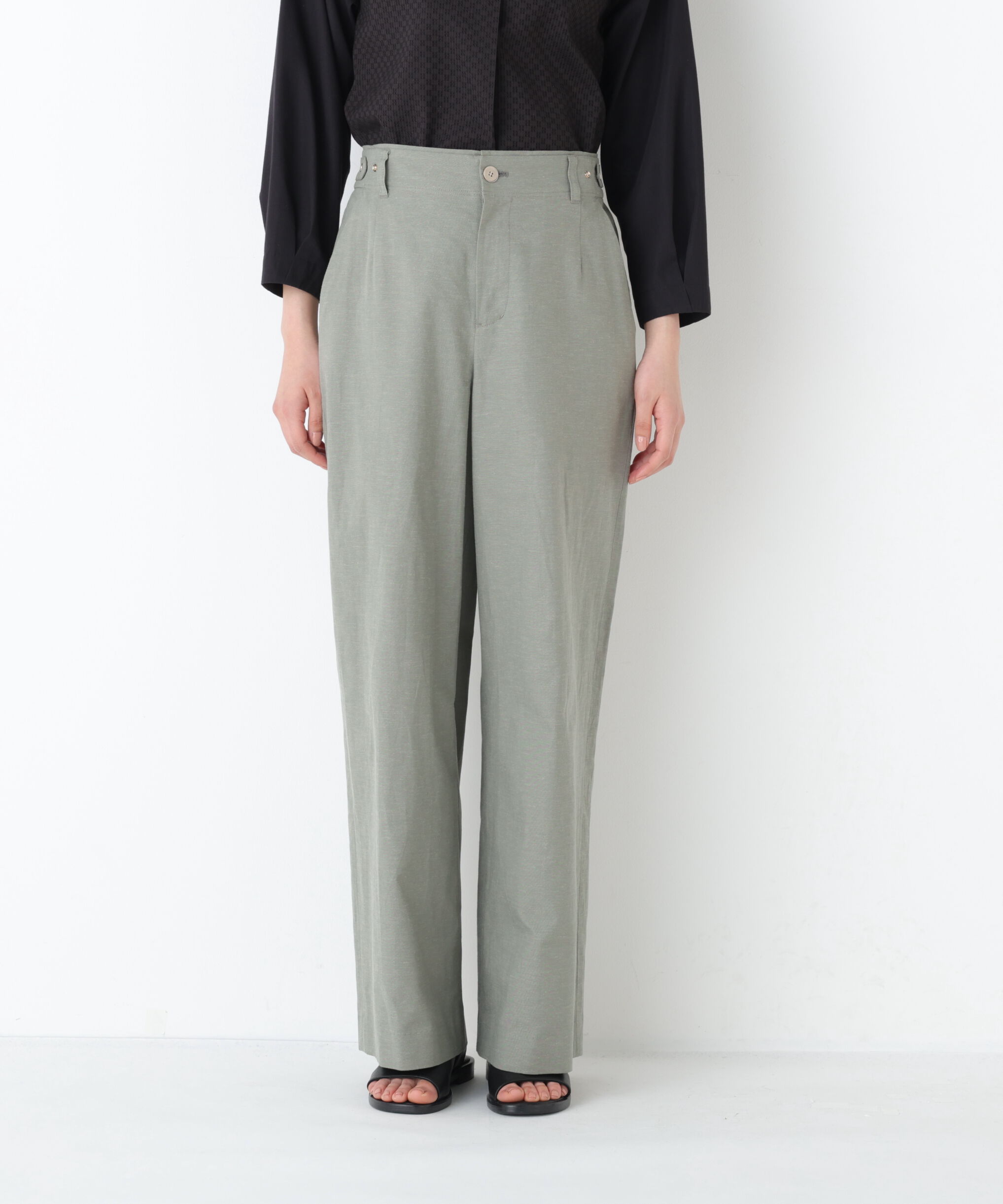  「◆綿麻シャンブレーセミワイドパンツ」|その他|