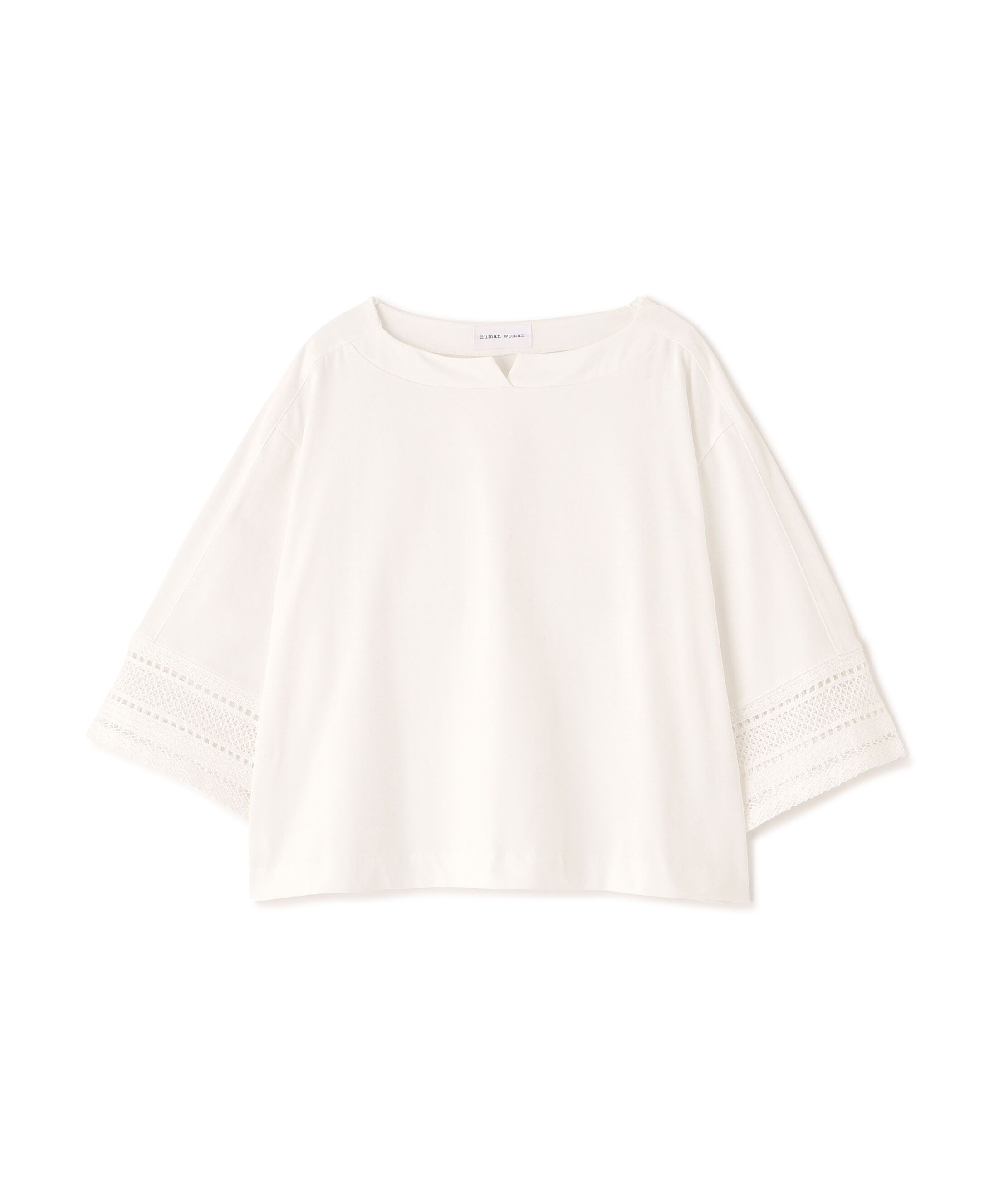  「◆袖レース強撚糸ＴＯＰＳ」|Tシャツ・カットソー|