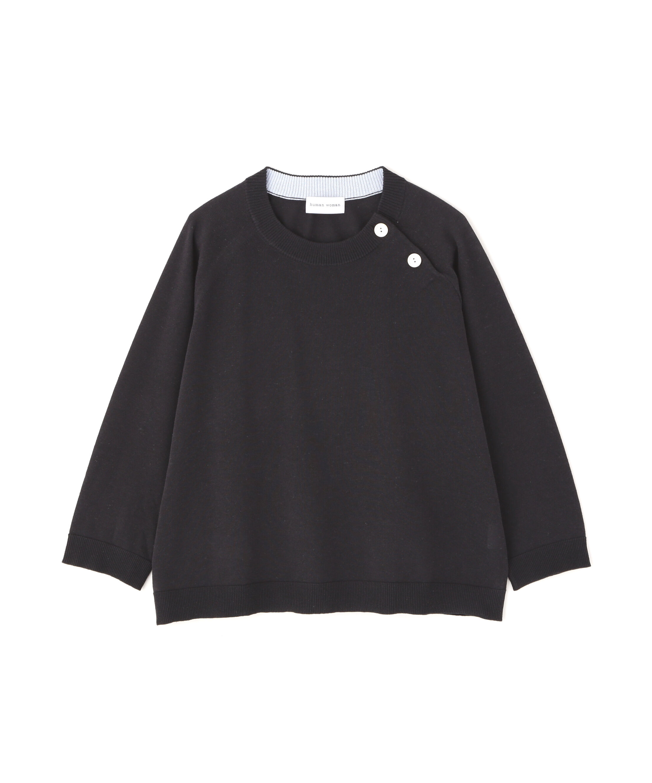  「◆ハイゲージニット６分袖ボタンプルオーバー」|ニット・セーター|