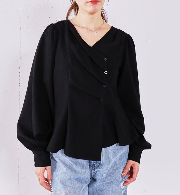archives「【ＯＮかわ】ボタンタックペプラムＢＬ」|シャツ・ブラウス|BLACK