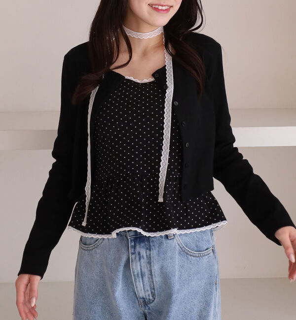 archives「チョーカー付ドットアソートフリルカットアンサンブル」|カーディガン|