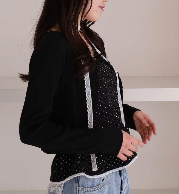 archives「チョーカー付ドットアソートフリルカットアンサンブル」|カーディガン|