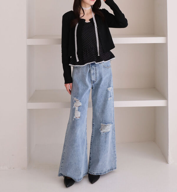 archives「チョーカー付ドットアソートフリルカットアンサンブル」|カーディガン|