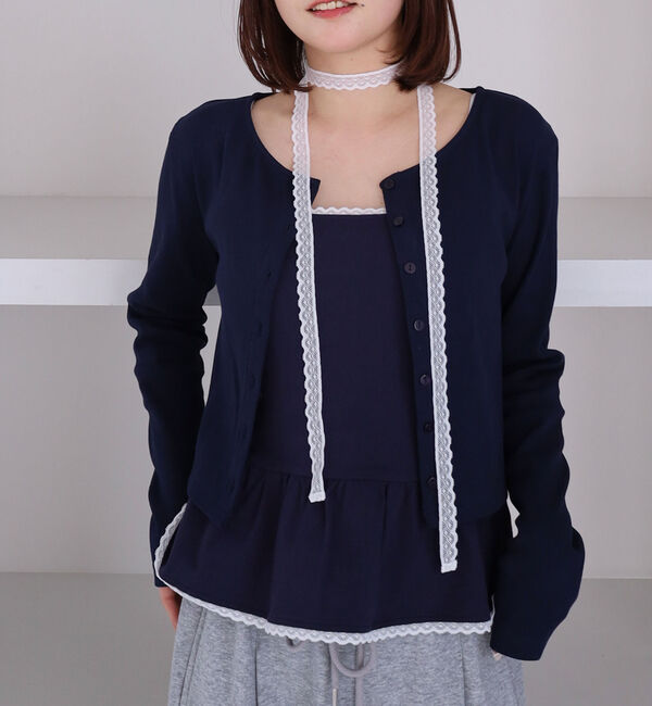 archives「チョーカー付ドットアソートフリルカットアンサンブル」|カーディガン|