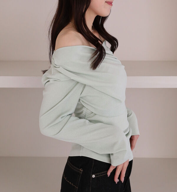 archives「【ＯＮかわ】クロスタックドレープオフショルカットＴＯＰＳ」|Tシャツ・カットソー|