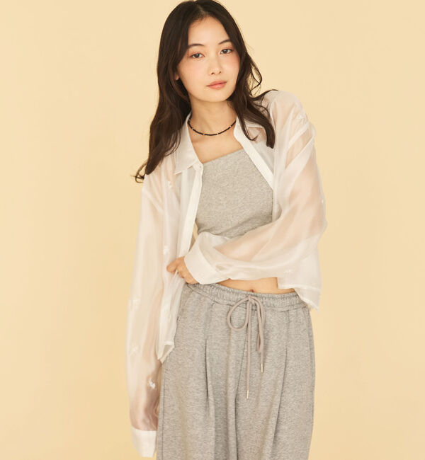 archives「ビーズ花柄刺繍シアーショートシャツ」|シャツ・ブラウス|