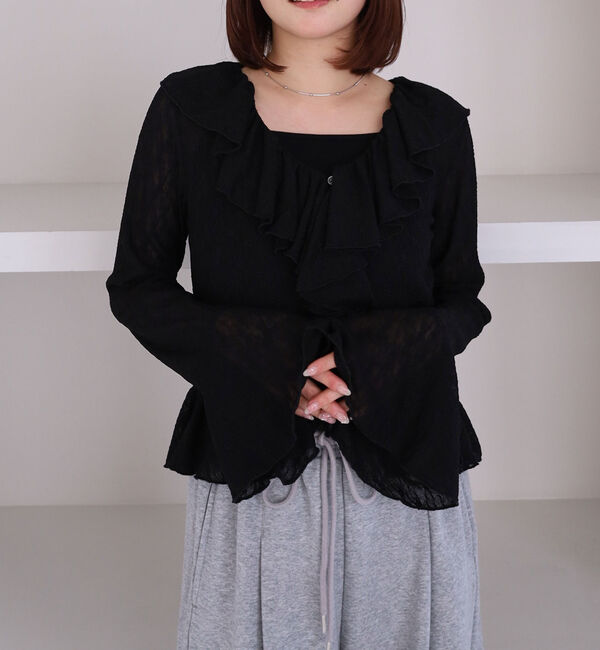 archives「カットレースラッフルフリルＴＯＰＳ」|Tシャツ・カットソー|BLACK