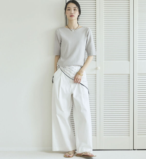 Doux archives「針抜き編み五分袖ニットトップス」|ニット・セーター|