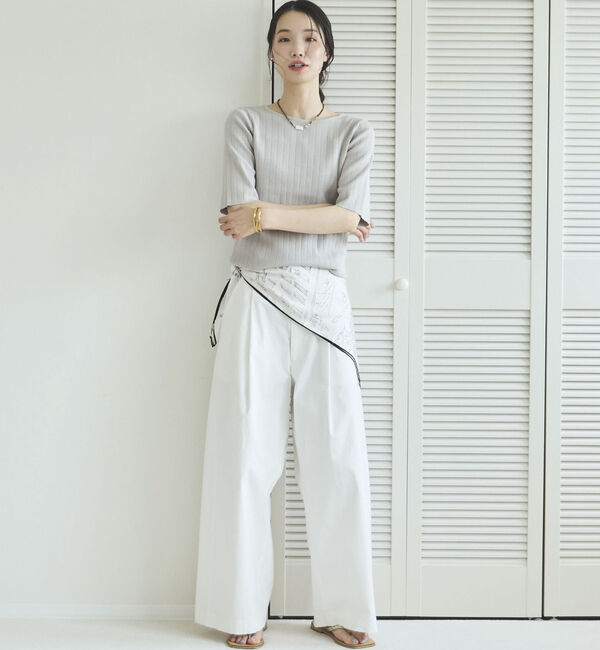 Doux archives「針抜き編み五分袖ニットトップス」|ニット・セーター|