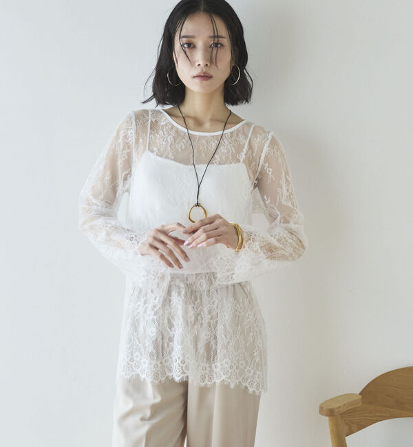 Doux archives「スカラップレーストップス」|シャツ・ブラウス|OFF WHITE