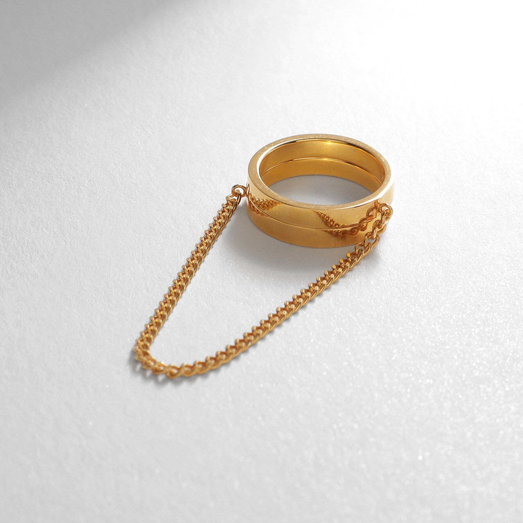 COCOSHNIK ONKITSCH「シルバー ドレープチェーン ダブルストレートリング GP」|リング|