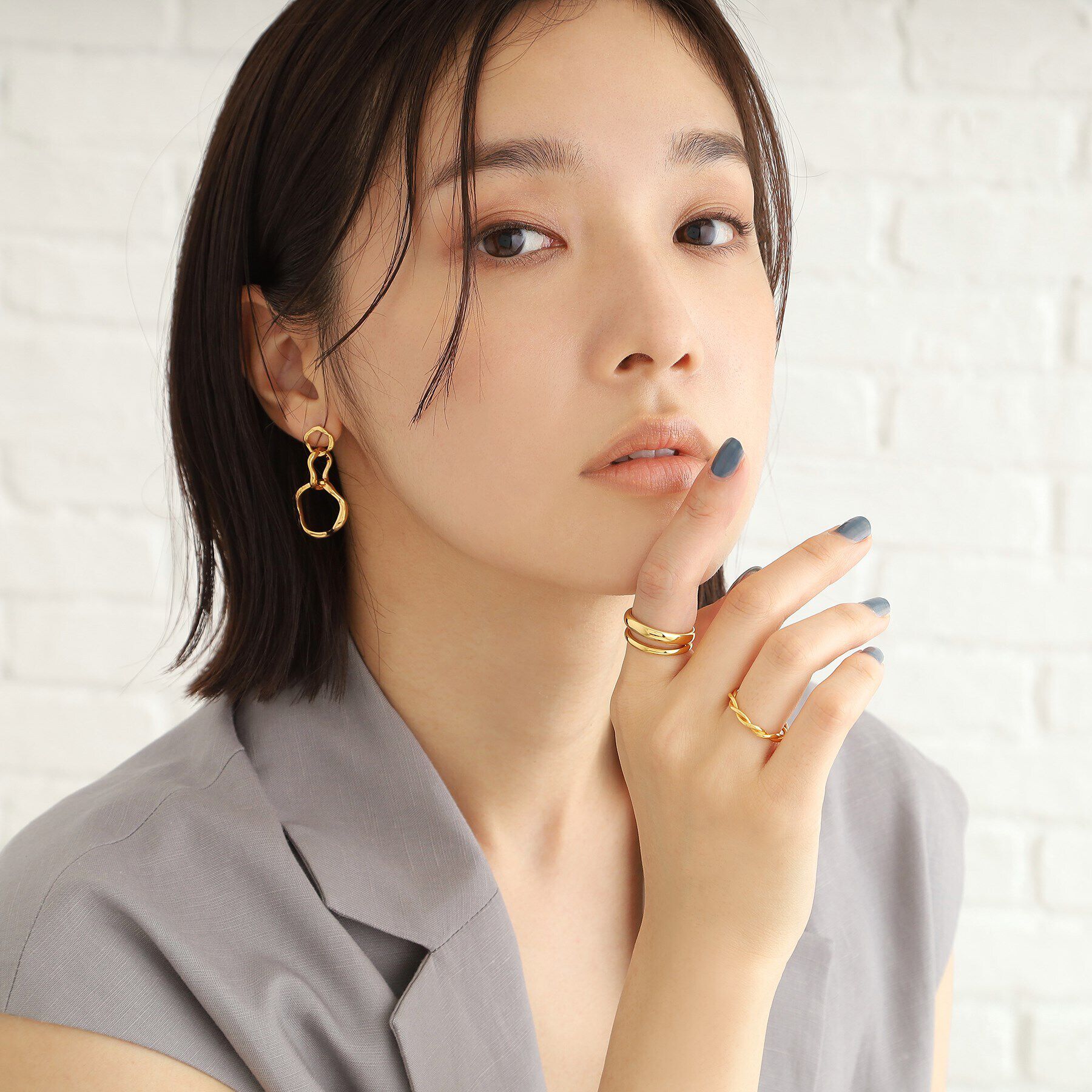 COCOSHNIK ONKITSCH「シルバー ラインリング ツイストストリング GP」|リング|