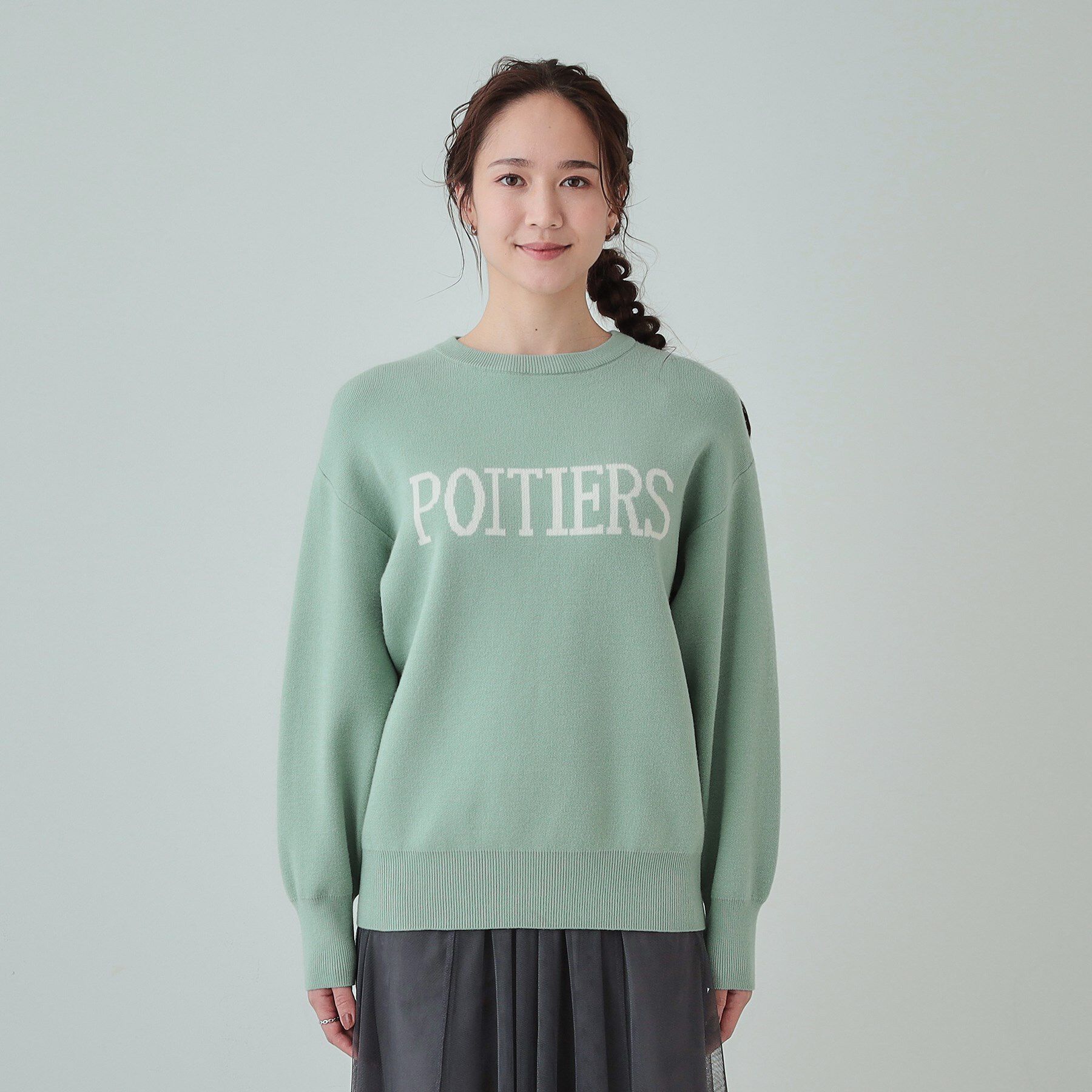 SHOO･LA･RUE「【洗える/ちくちくしにくい/静電気軽減】スウェットライク ロゴニット」|ニット・セーター|