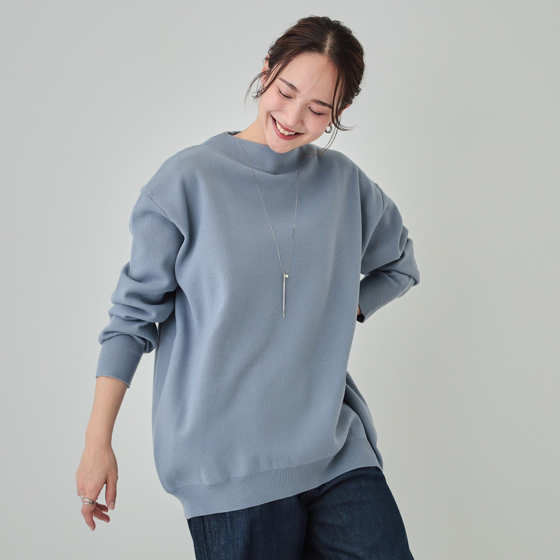 SHOO･LA･RUE「【洗える/体型カバー】絶妙なネックラインにこだわった コクーンニット」|ニット・セーター|