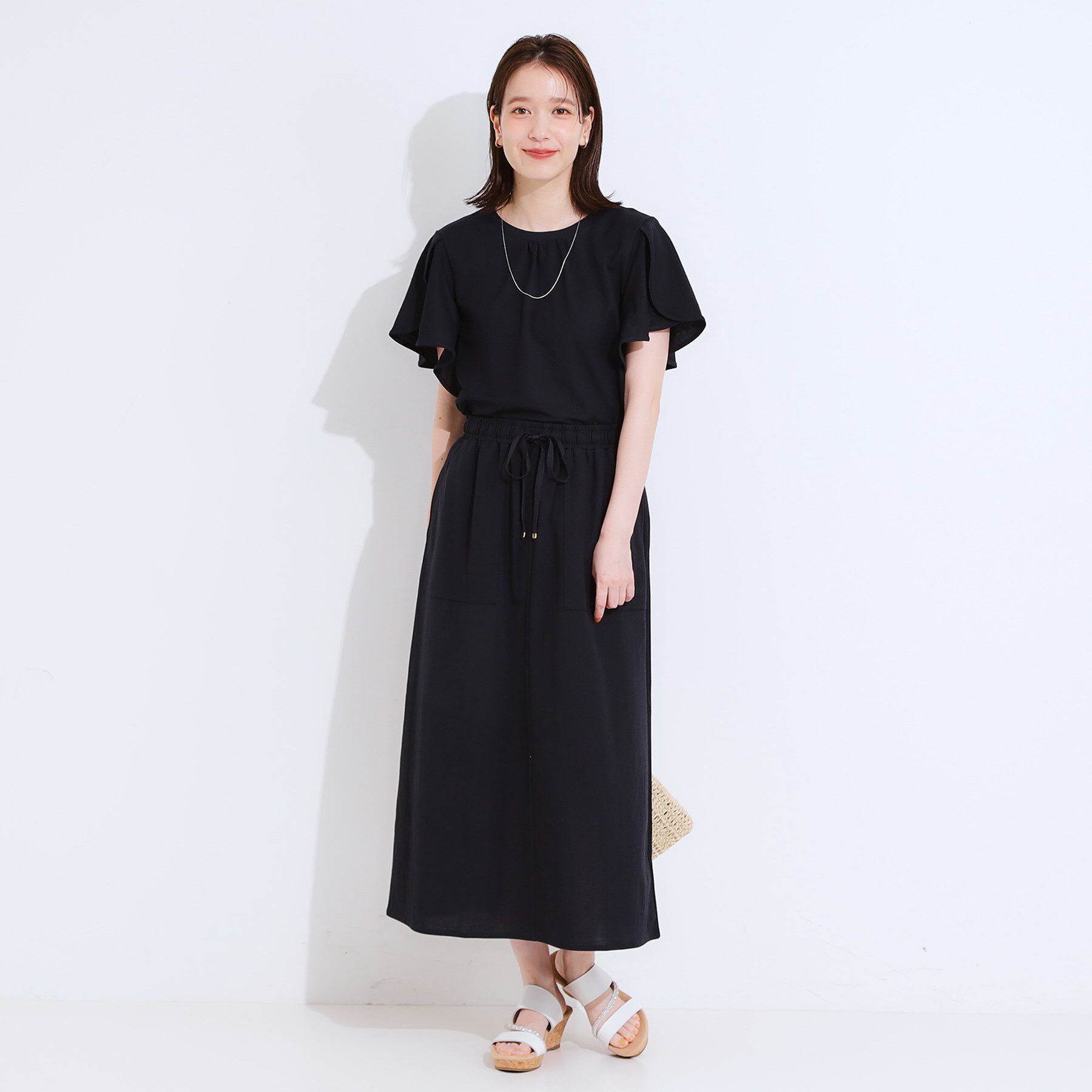 SHOO･LA･RUE「【セットアップ可/ひんやり】大人カジュアルに ベイカー風デザインスカート」|スカート|