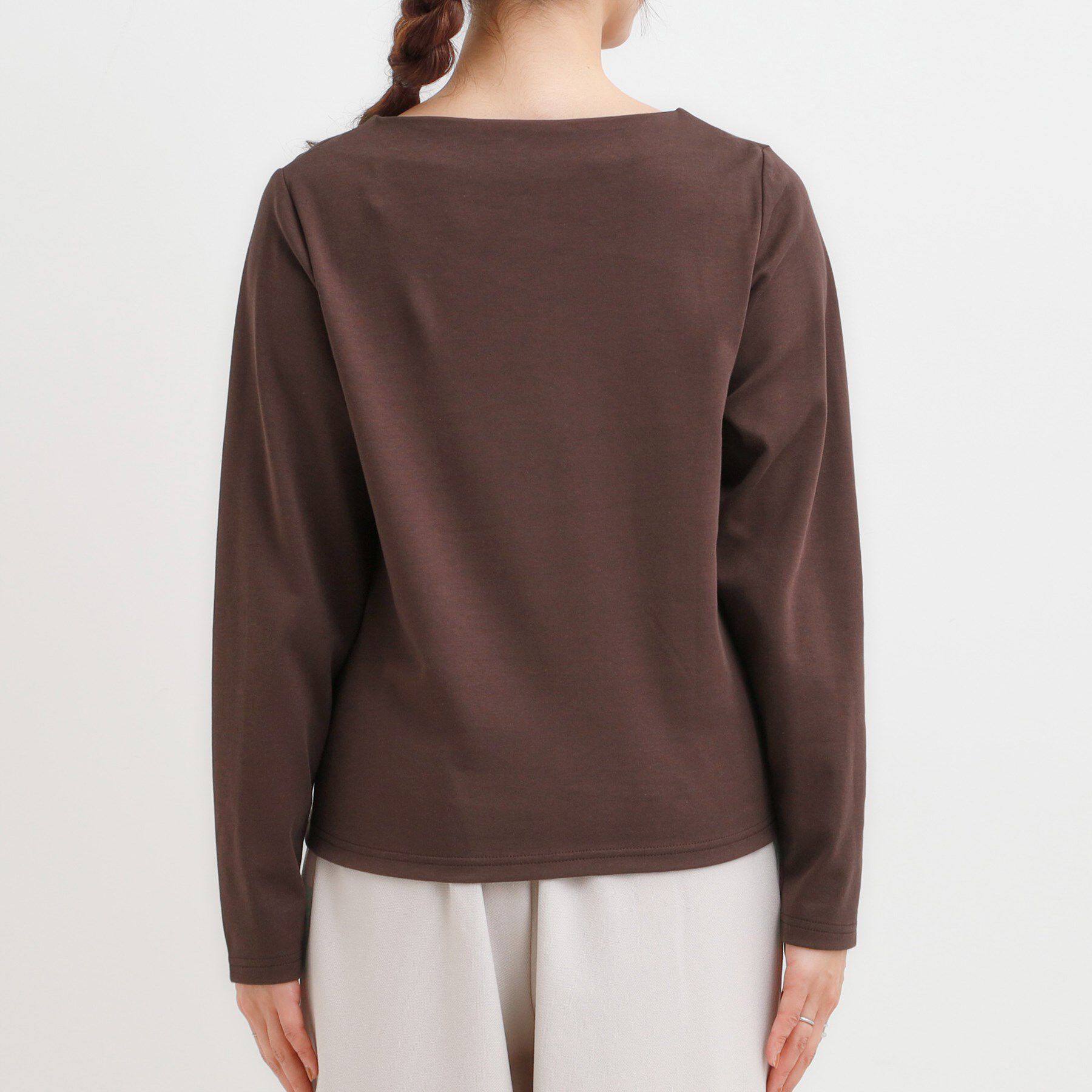 SHOO･LA･RUE「【S-LL】美しく見せる ボートネックロンT」|Tシャツ・カットソー|