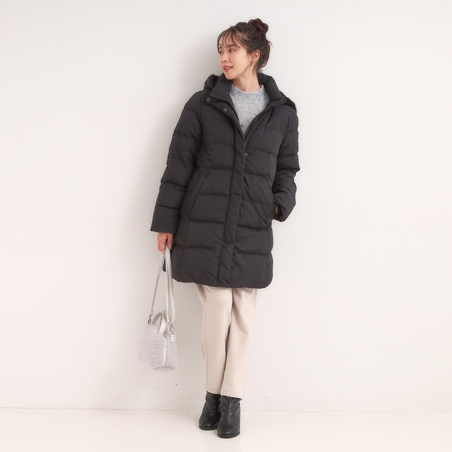 SHOO･LA･RUE「【洗濯機可/撥水】フェイクファーフード ロングダウン」|ダウン|