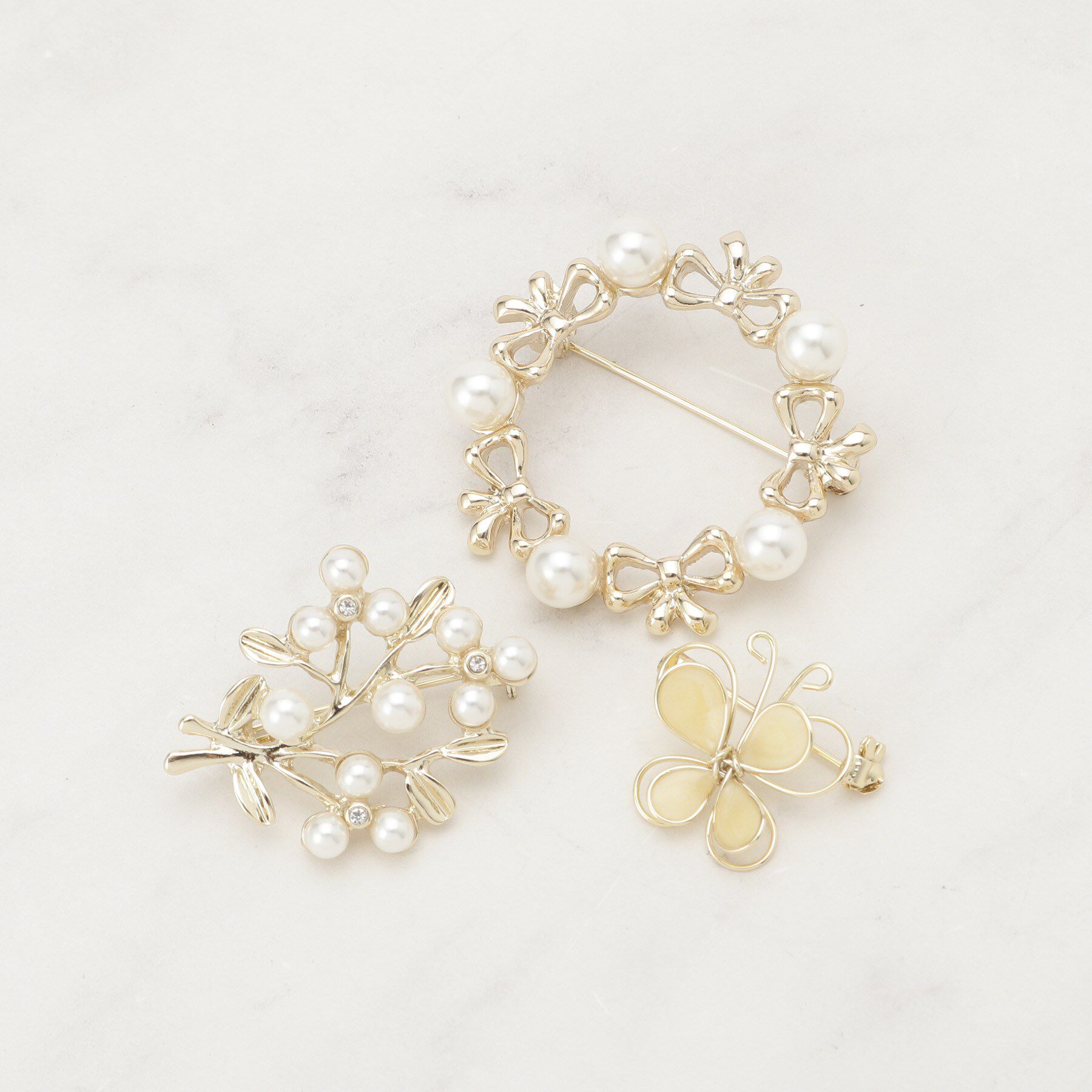 SHOO･LA･RUE「【セレモニー】3点セットブローチ」|ブローチ・コサージュ|ゴールド(007)