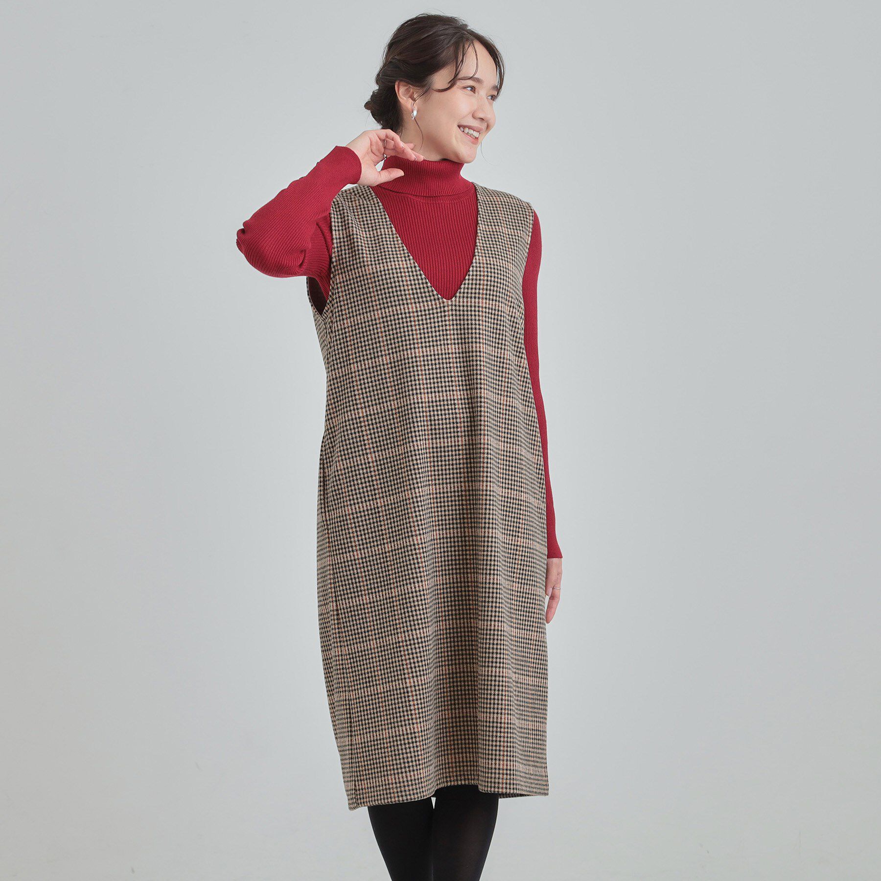 SHOO･LA･RUE「【2点セット/洗濯機可】時短でコーデが決まる ジャンドレ+リブインナー」|ワンピース|