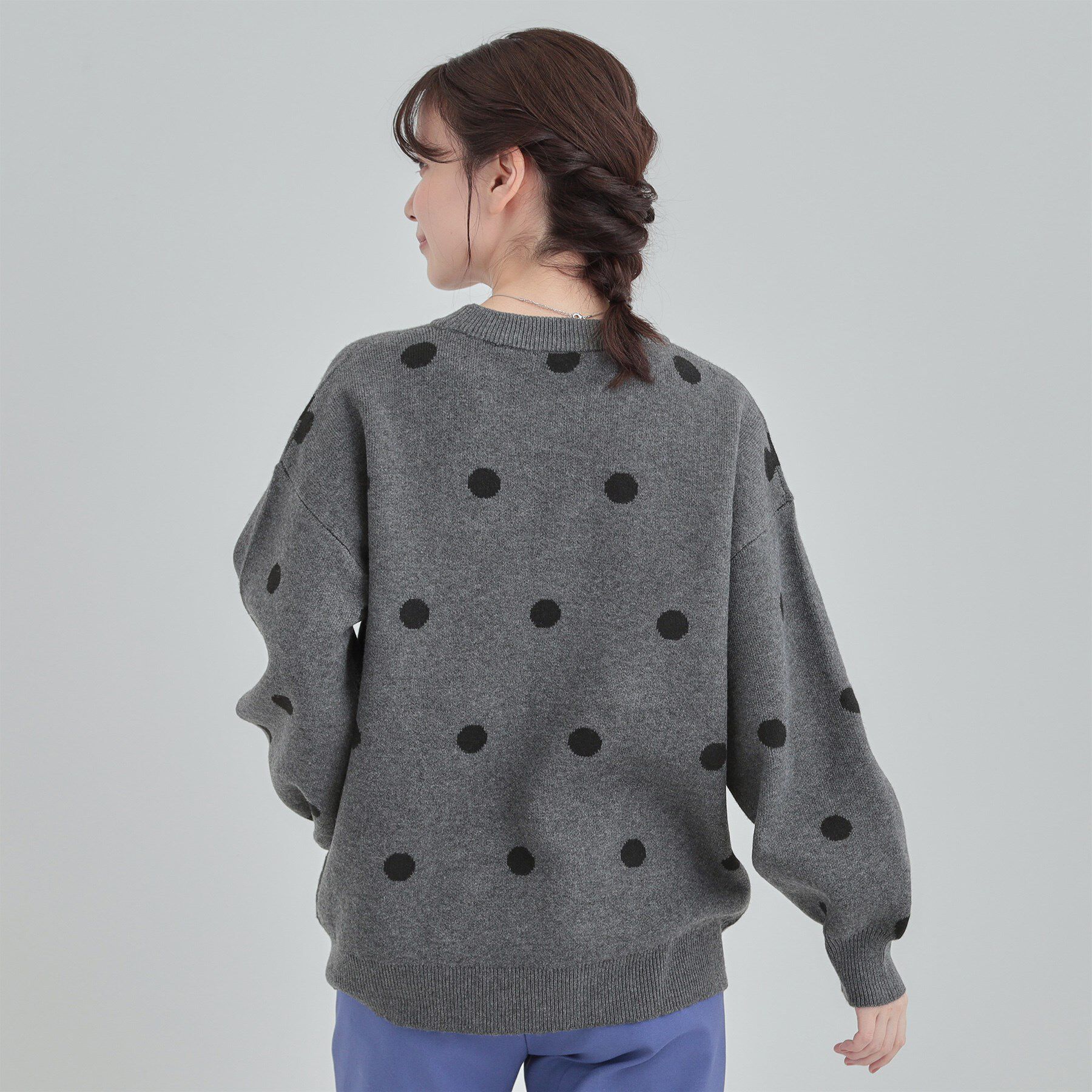 SHOO･LA･RUE「【S-LL/洗濯機可】体型カバーができる 大人のドット柄ニット」|ニット・セーター|