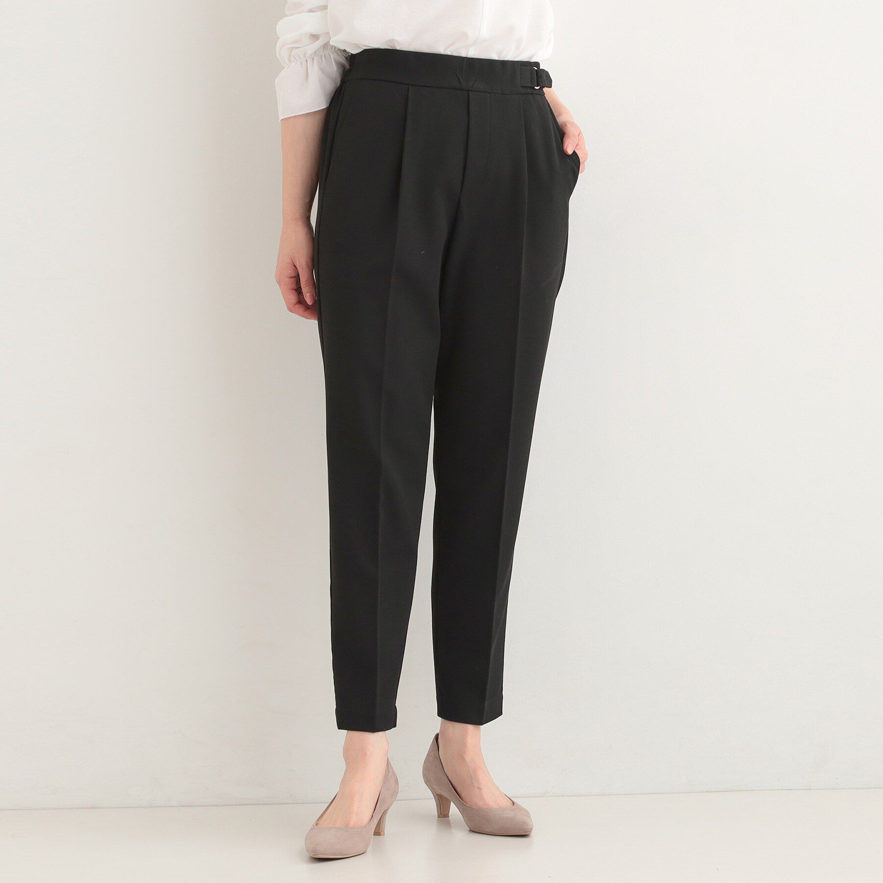 SHOO･LA･RUE「【洗濯機可/S-LL】ベルト風デザインがアクセント きれい見えテーパードパンツ」|その他|