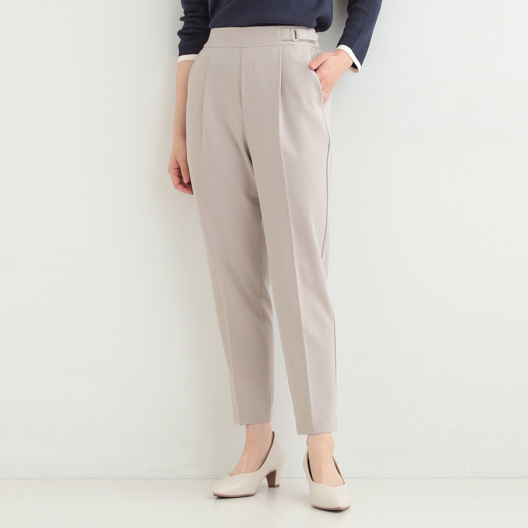 SHOO･LA･RUE「【洗濯機可/S-LL】ベルト風デザインがアクセント きれい見えテーパードパンツ」|その他|