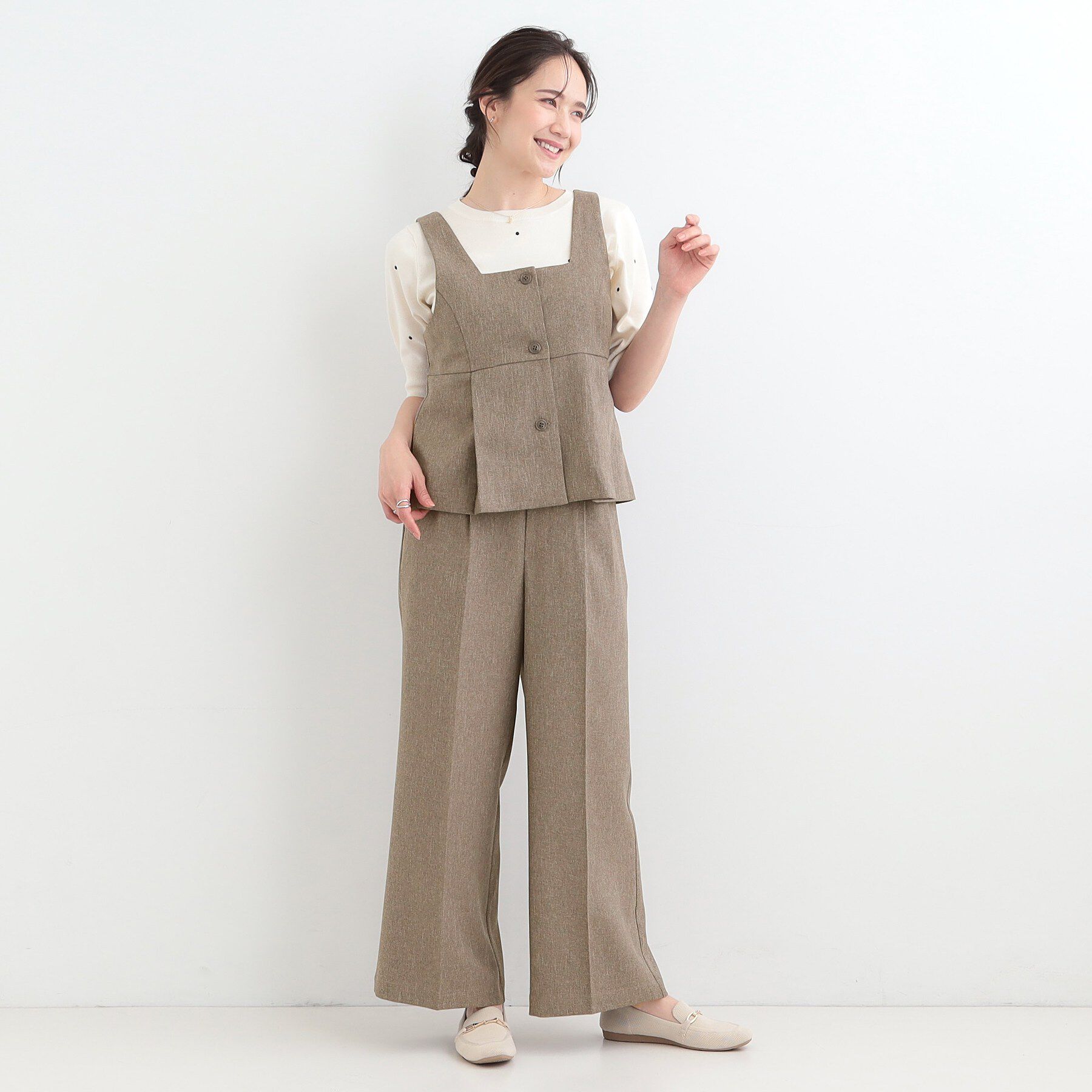 SHOO･LA･RUE「【2点セット/S-LL】着回し力も抜群　着るだけで決まる大人上品セットアップ」|スーツ|