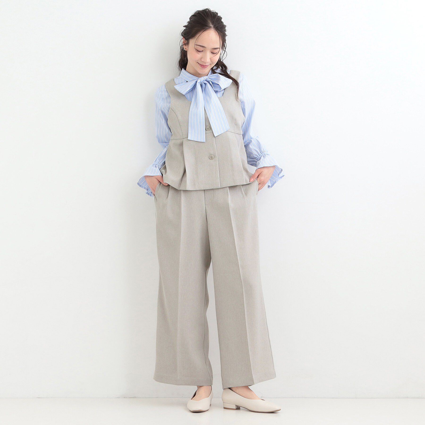 SHOO･LA･RUE「【2点セット/S-LL】着回し力も抜群　着るだけで決まる大人上品セットアップ」|スーツ|