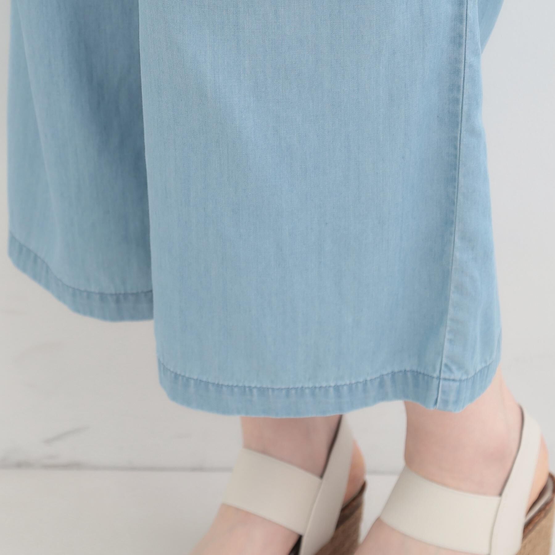 SHOO･LA･RUE「【着丈選べる/2WAY/S-LL】ウエストリボンがポイント　デニムワイドイージーパンツ」|その他|