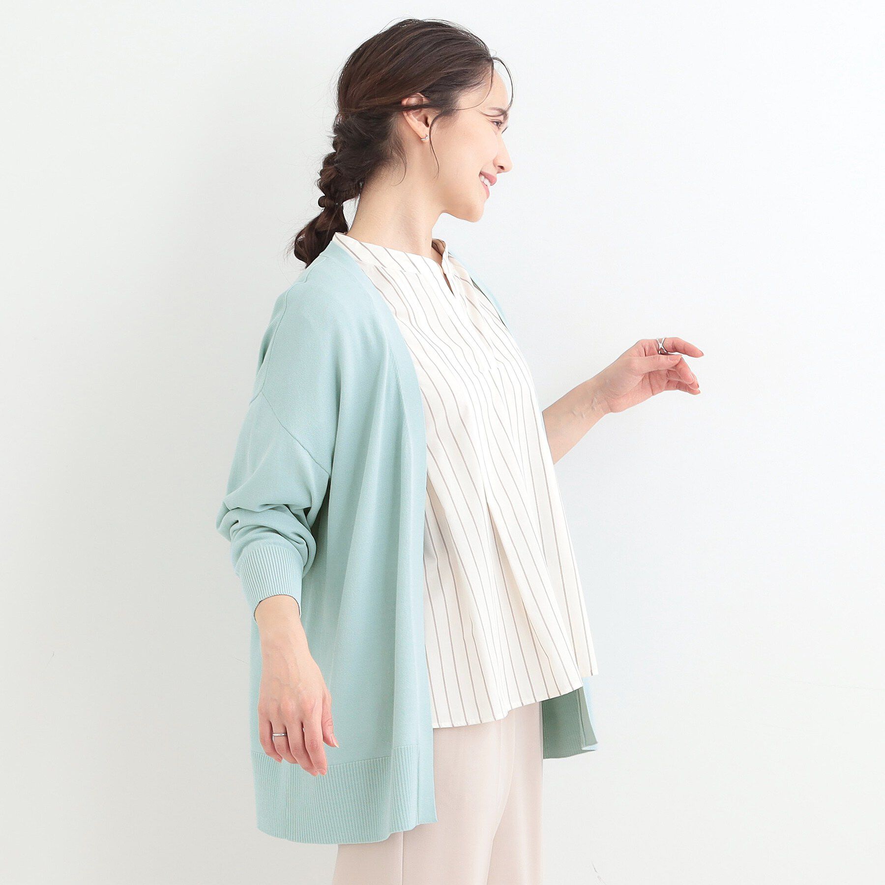 SHOO･LA･RUE「【洗濯機可/ひんやり/UV】着る方が心地よい さらっとタッチ　ミドルカーディガン」|カーディガン|