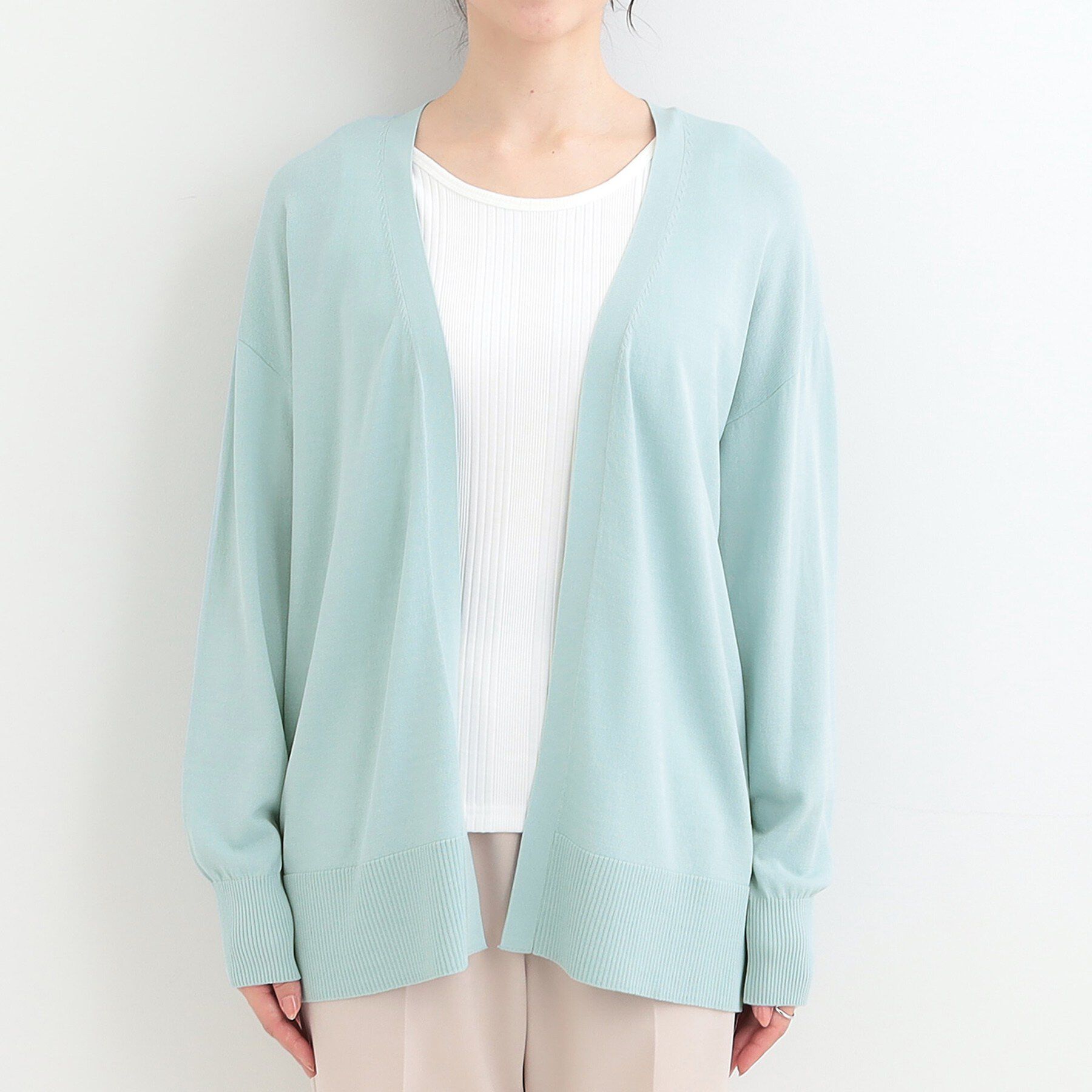 SHOO･LA･RUE「【洗濯機可/ひんやり/UV】着る方が心地よい さらっとタッチ　ミドルカーディガン」|カーディガン|