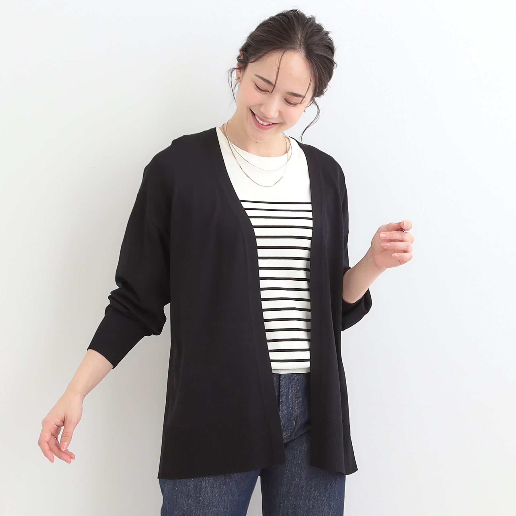 SHOO･LA･RUE「【洗濯機可/ひんやり/UV】着る方が心地よい さらっとタッチ　ミドルカーディガン」|カーディガン|