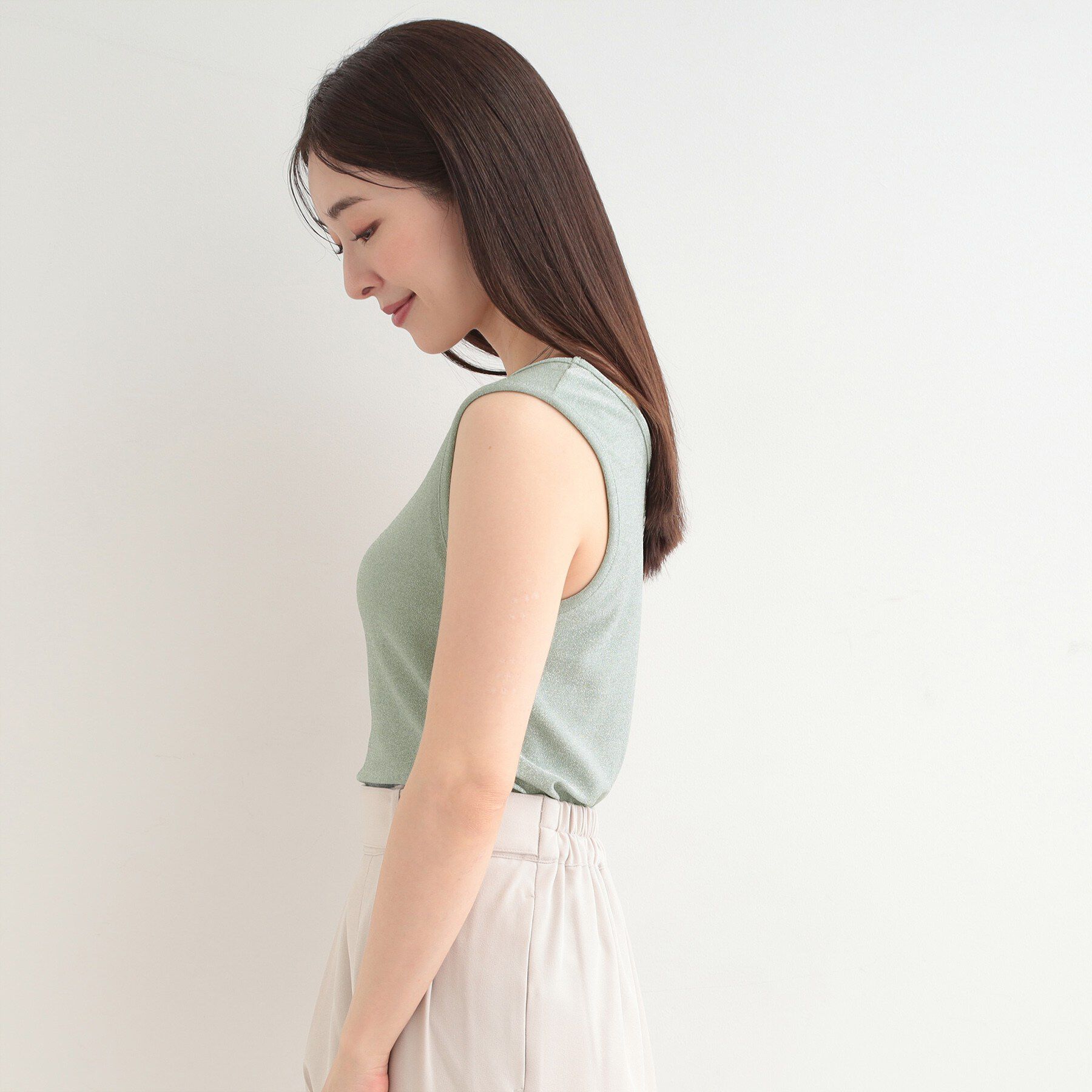 SHOO･LA･RUE「【洗える/S-LL】コーデのさりげないアクセントに　きらきらラメタンク」|キャミソール|