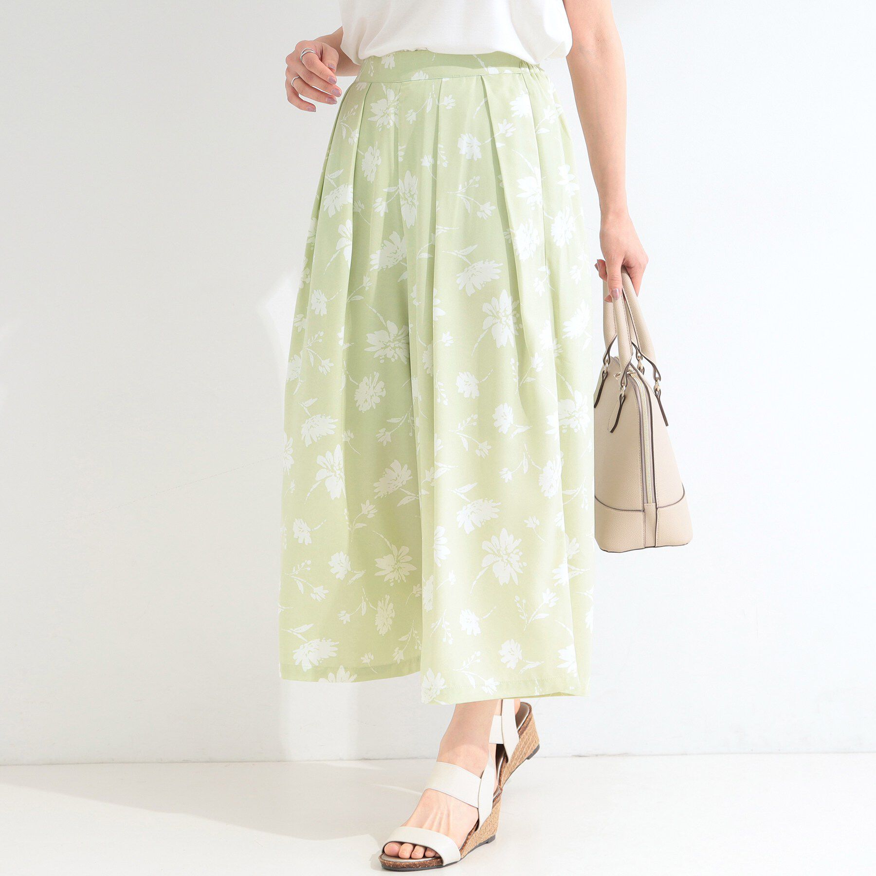 SHOO･LA･RUE「【S-LL/柄が選べる】大人上品な花柄でコーデが彩る アソートプリントスカーチョ」|その他|ミントグリーン(72