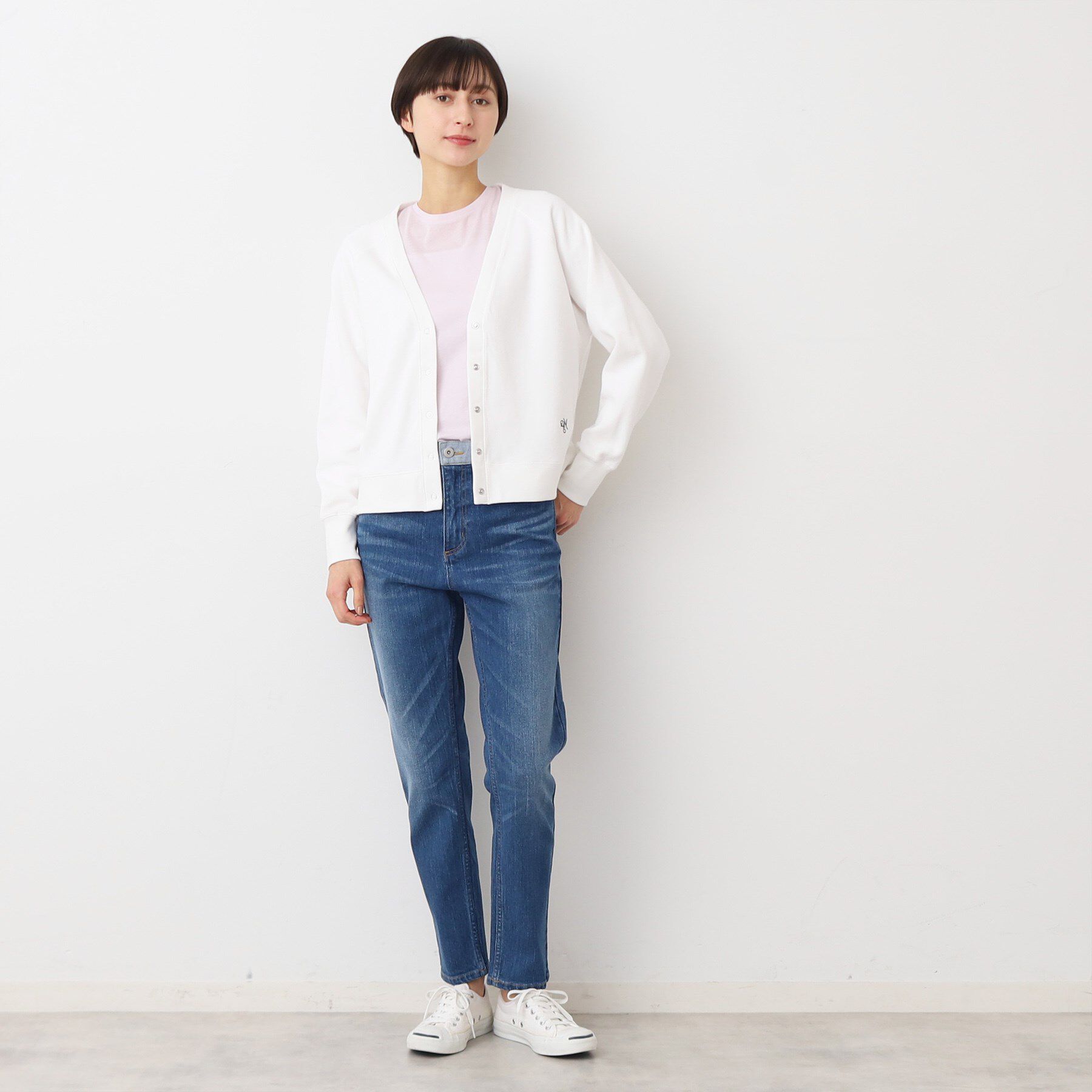 Dessin「【洗える】コットンジャージVネックカーディガン」|カーディガン|