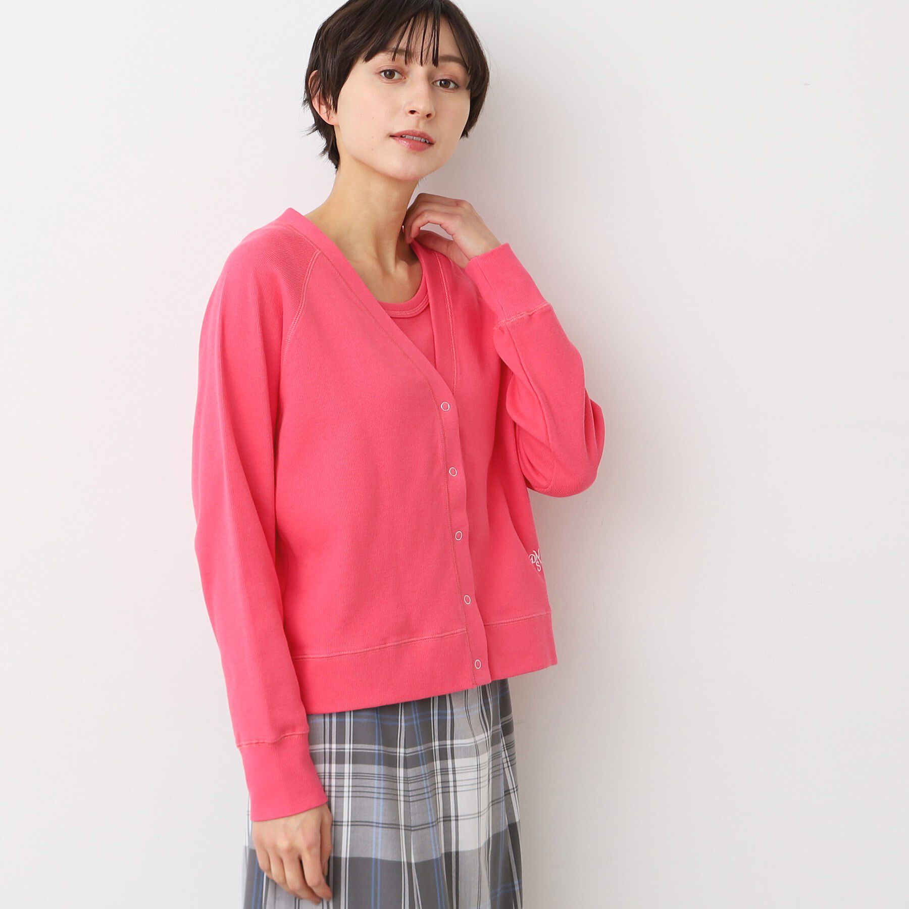 Dessin「【洗える】コットンジャージVネックカーディガン」|カーディガン|